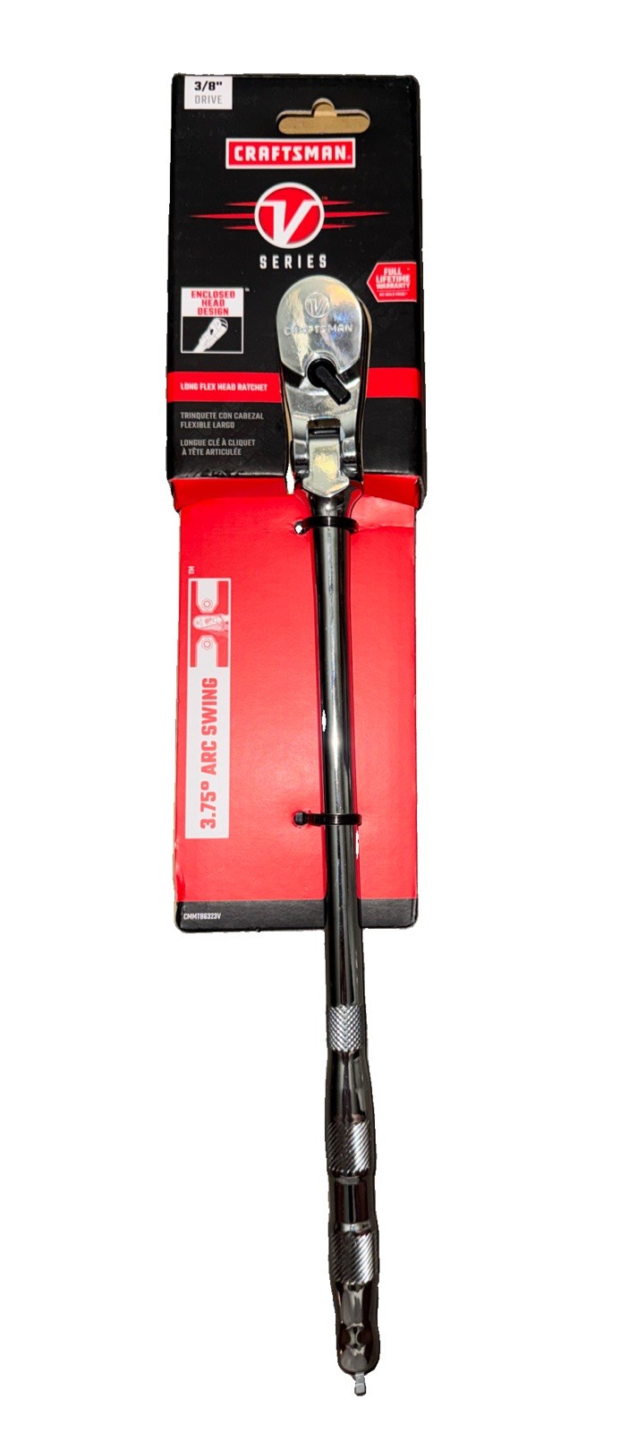 NEW Craftsman V-Series 3/8” Drive 96T Long Handle Flex Head Ratchet CMMT86323V V