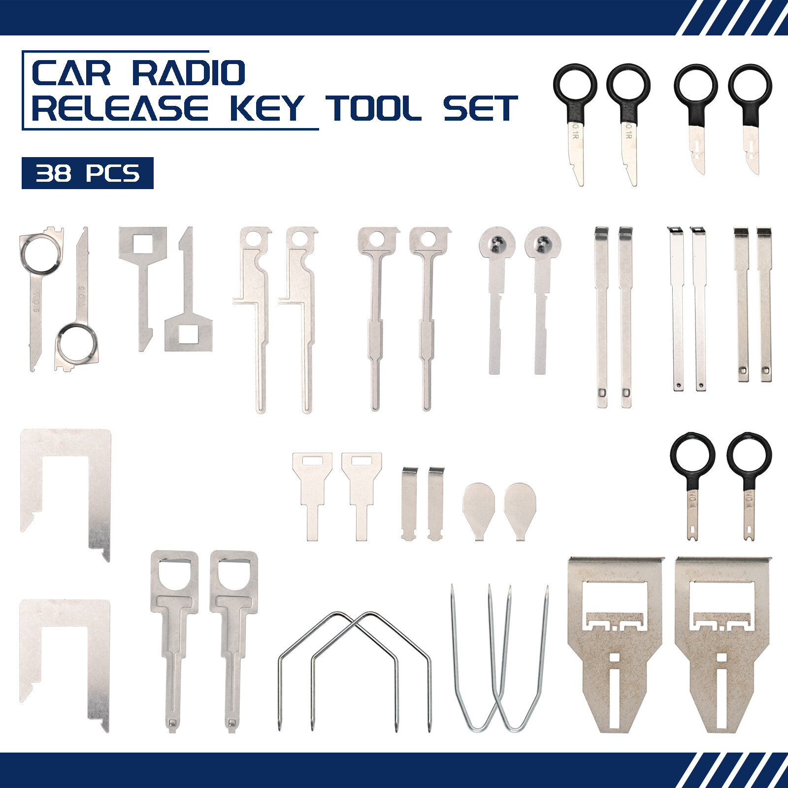 38pcs Car Radio Stereo Audio Head Unit Key Removal Tools Set Release Keys Kit US