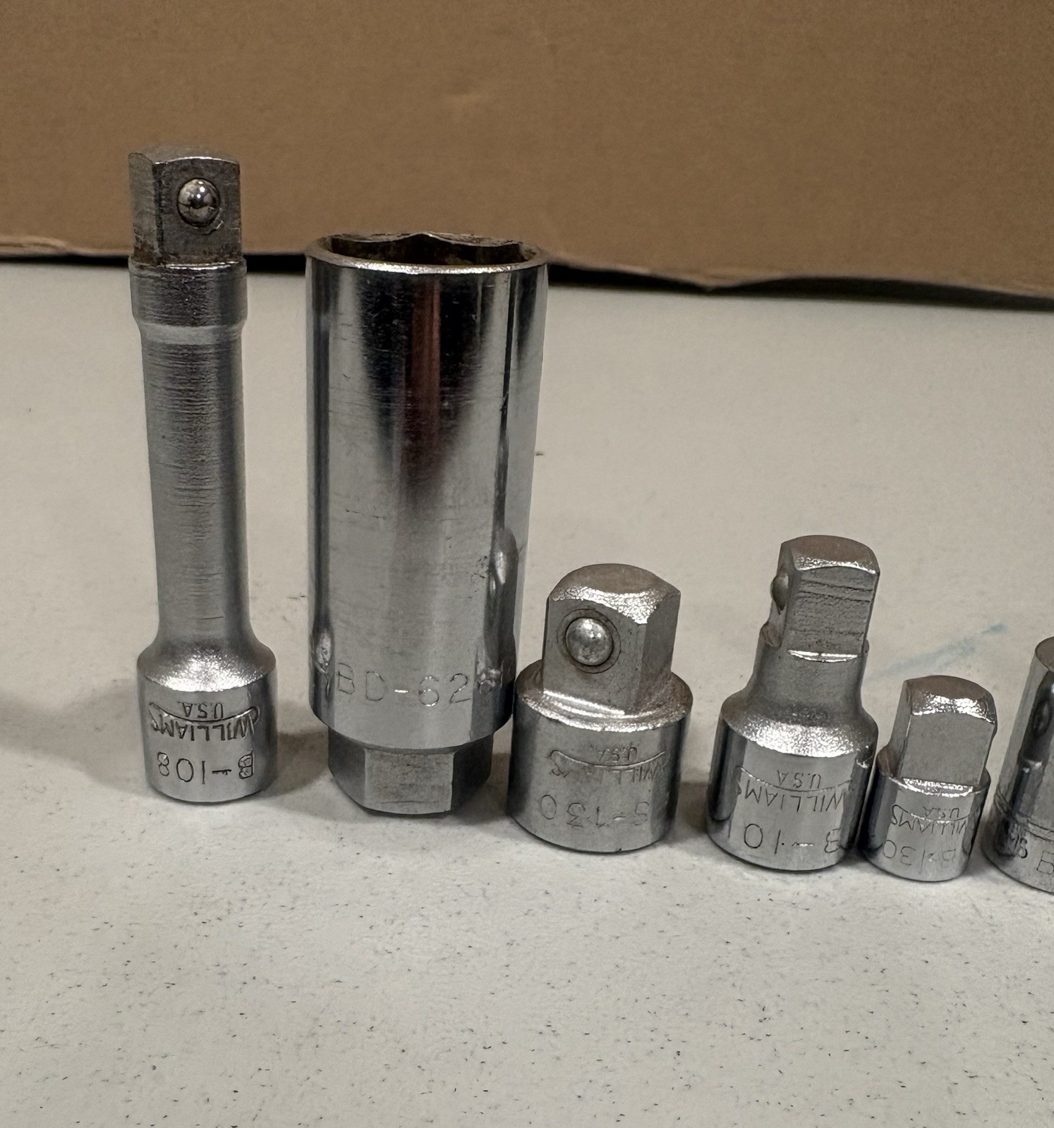 Lot Of Williams Made In USA Socket Adapters And Hex Sockets Various Sizes