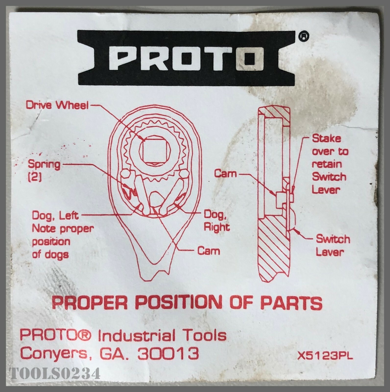 J5649RK 3/4″ Drive Proto Ratchet Repair Kit Fits Model 5649