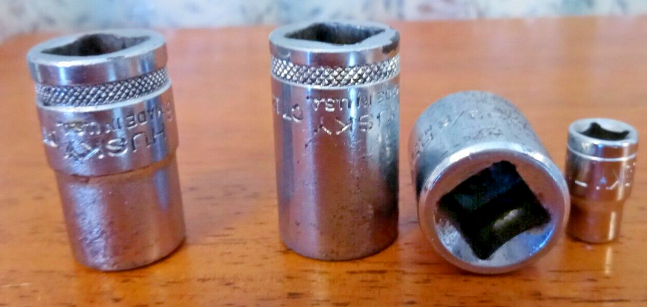 Husky Lot Of Three Vintage Made In USA & One Made In China Sockets Male & Female