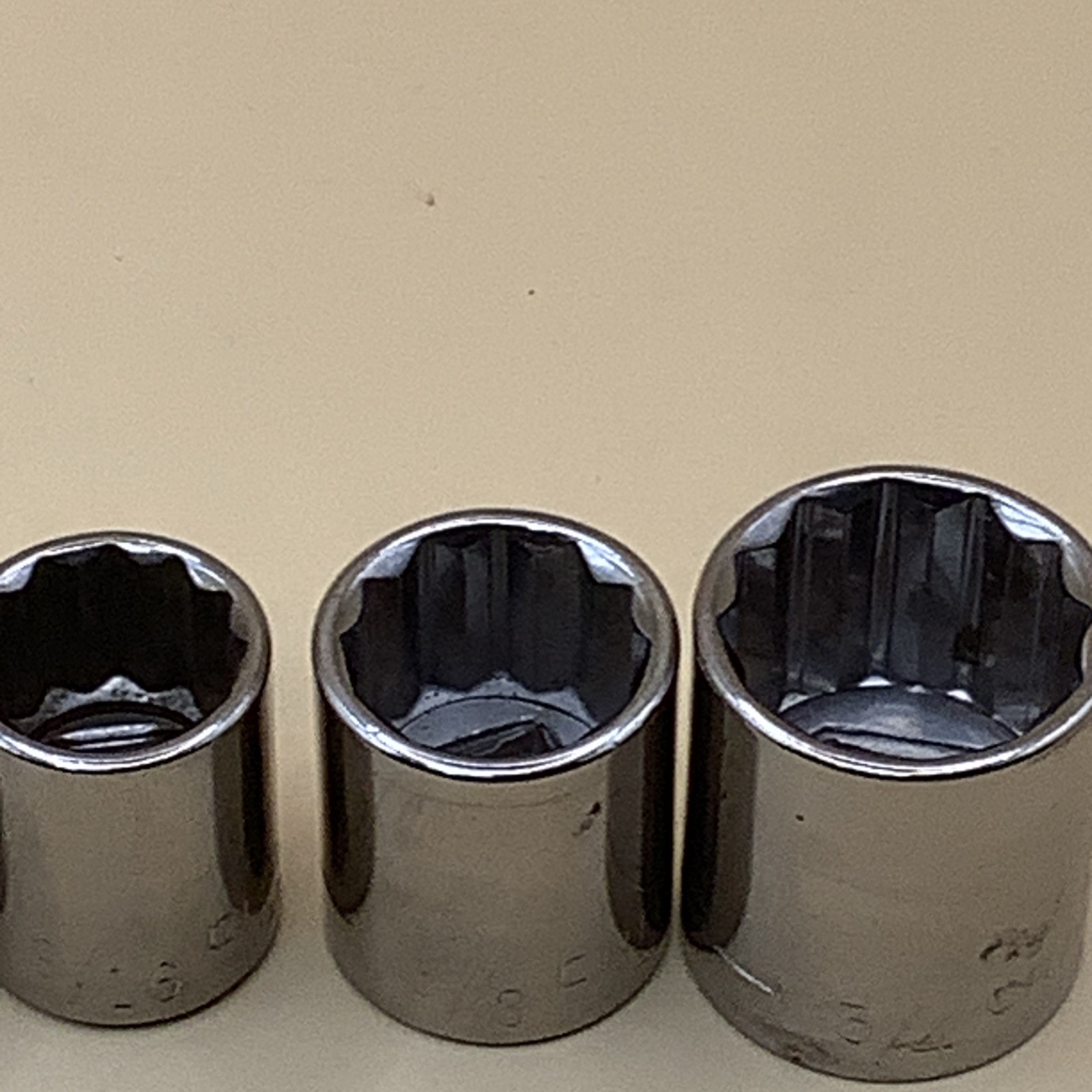 7 Vtg Craftsman 12 Point G2 Sockets 1/4” To 3/4” 3/8” Drive USA Nice Sockets