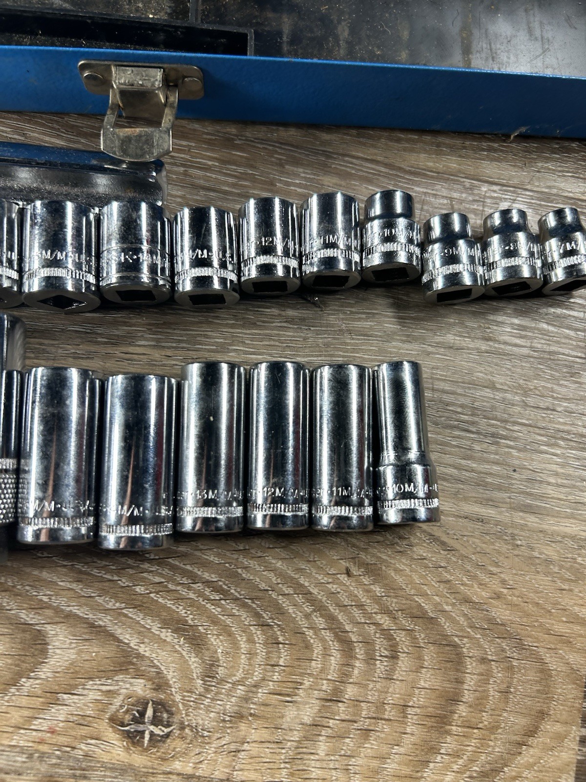 Vtg Kraeuter Tools Metric 3/8″ Drive Socket Ratchet Set Shallow Deep 7-19mm 6 pt