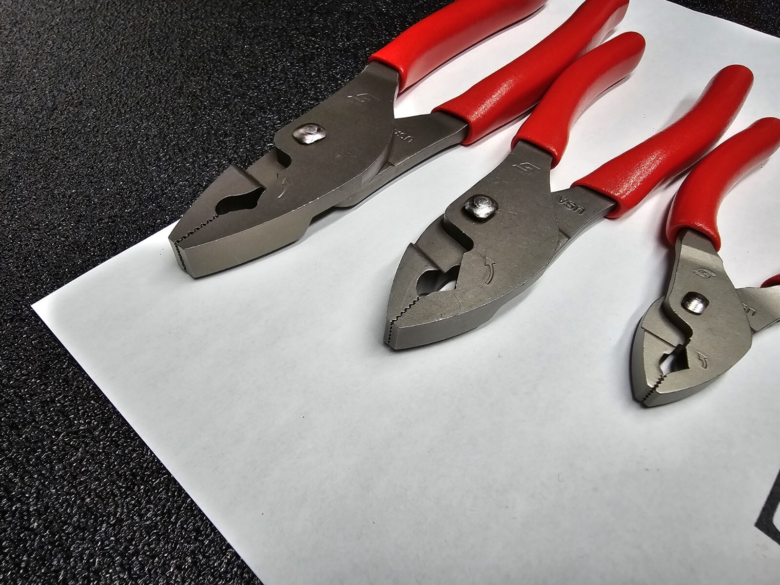 Snap-on Tools USA RED 3pc Talon Soft Grip FlankJaw Slip-Joint Plier Set HJ44BCF