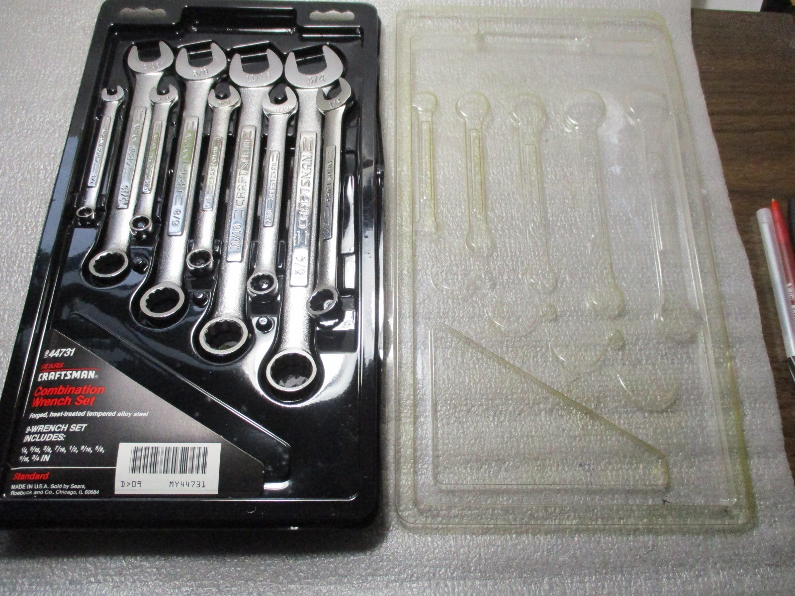 Sears Craftsman -VV- 9-pc SAE Combination Wrench Set 1/4″ – 3/4″ 9-44731 NOS