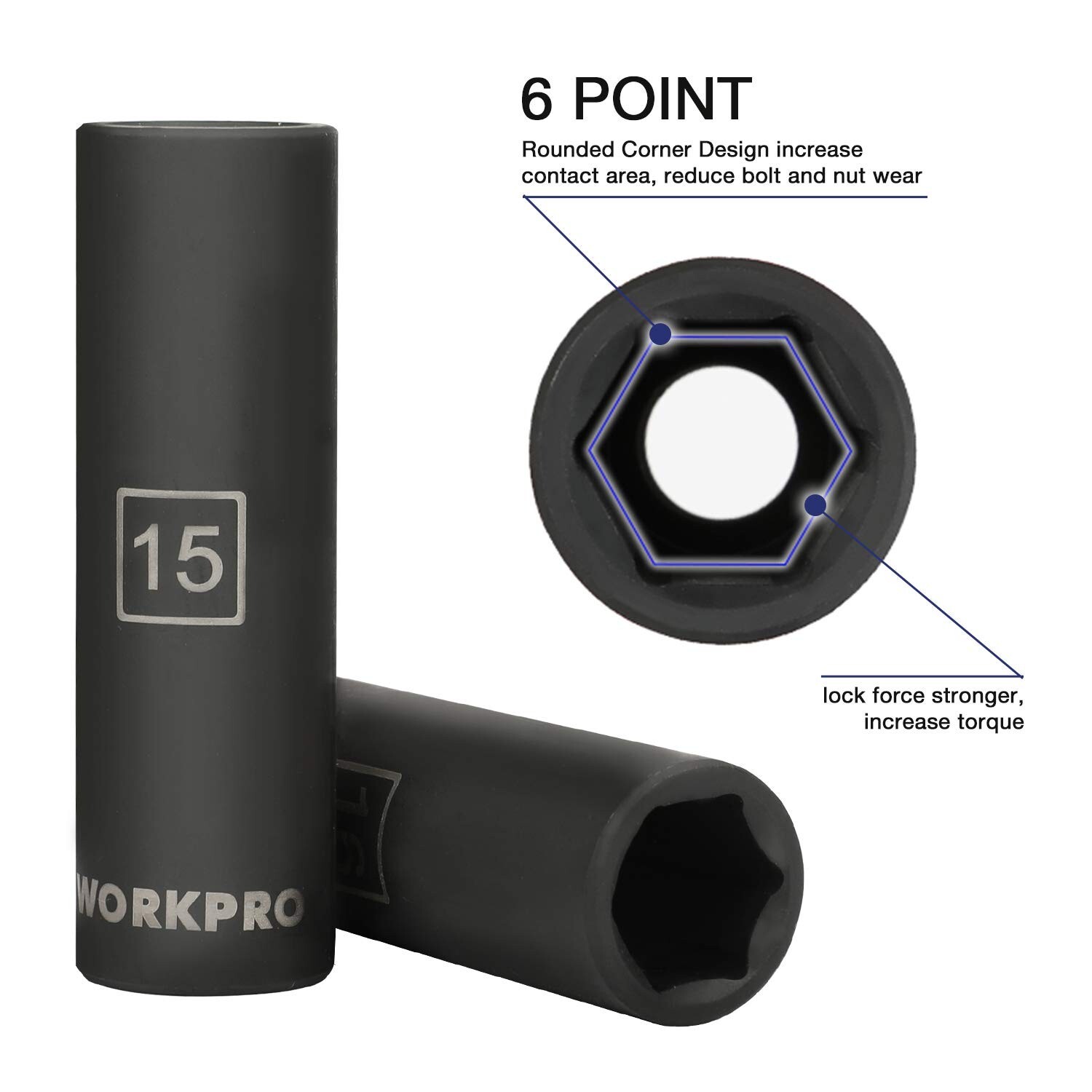 WORKPRO 1/2″ Drive Impact Socket Set with Extension Bars, Premium Cr-V Steel,…