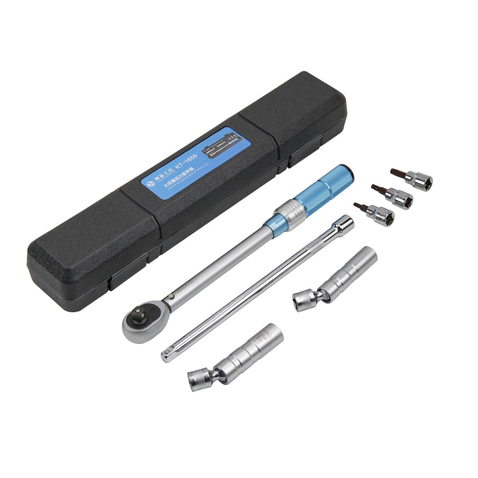 3/8 Inch Drive Click Torque Wrench Set with 14/16mm Magnetic Spark Plug Sockets