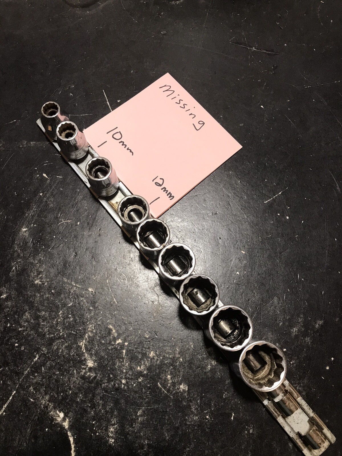 SNAP ON 9pc 3/8″dr 12pt Socket Set FM8-FM18mm USA Missing 10-12 & A-269 Tray