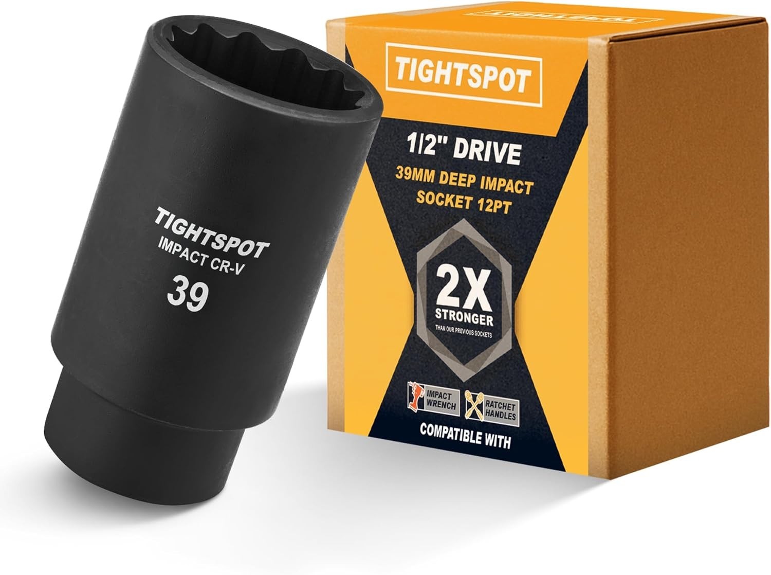1/2″ Drive 39 mm Impact Socket – 12 Point Deep – 1/2″ Drive 39 mm