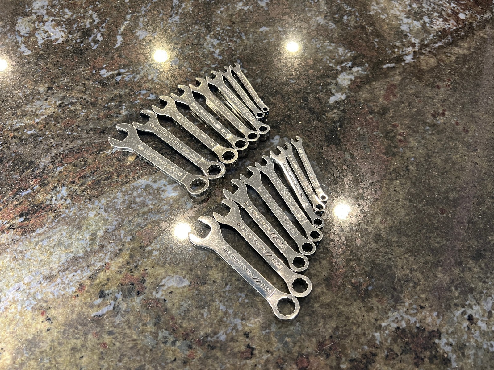 16 Pc Craftsman Stubby Midget Combo Wrench Set SAE 42320-29 Metric 42340-49