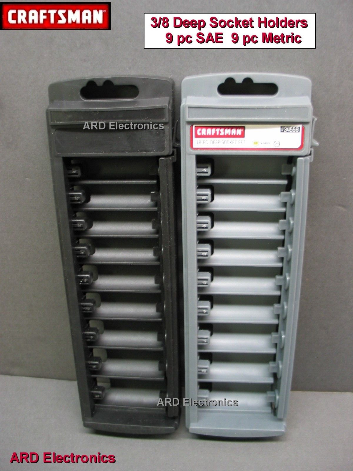 Craftsman Empty Cases 9 pc SAE + 9 pc MM Deep 3/8 Drive Socket Set Cases NEW 18