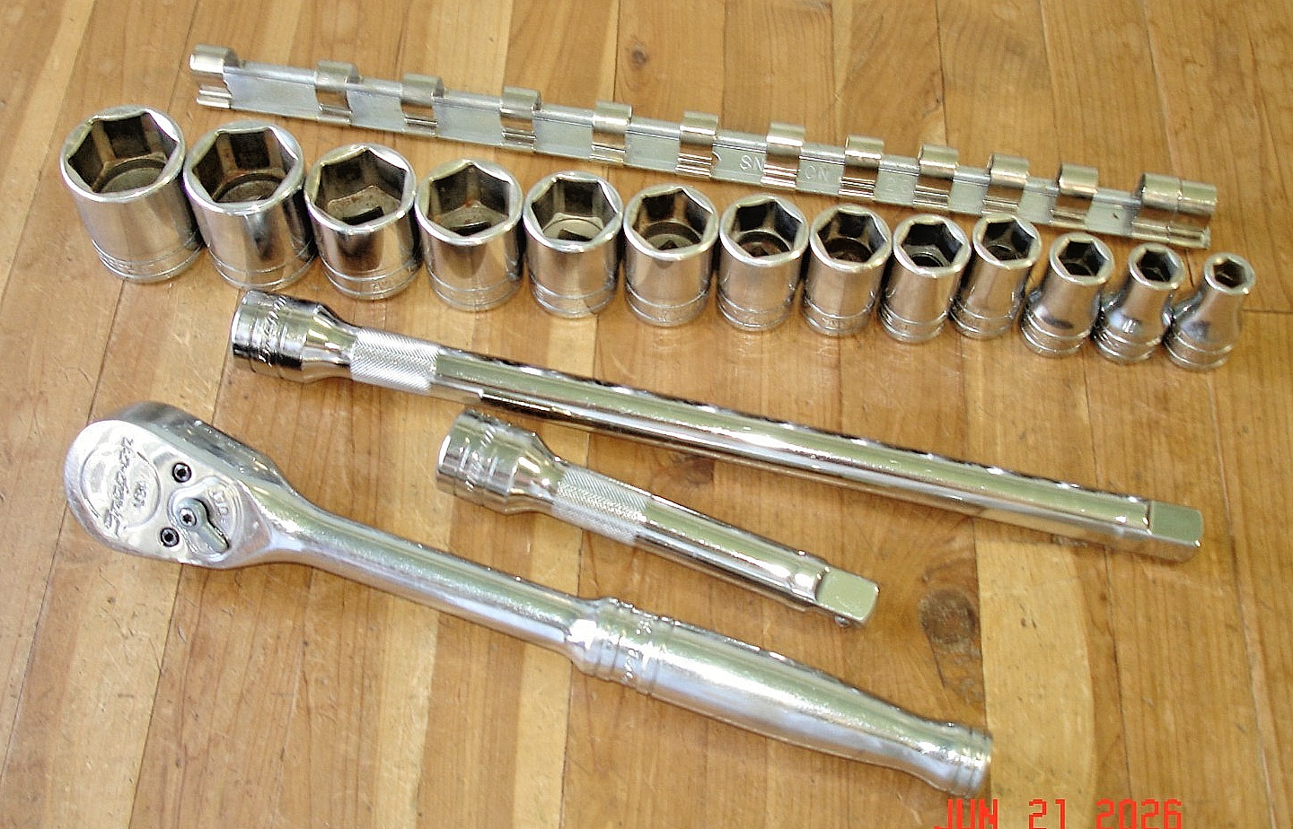 SNAP-ON 17 PIECE 1/2 DRIVE SAE SOCKET SET RATCHET EXTENSIONS MECHANICS TOOLS USA