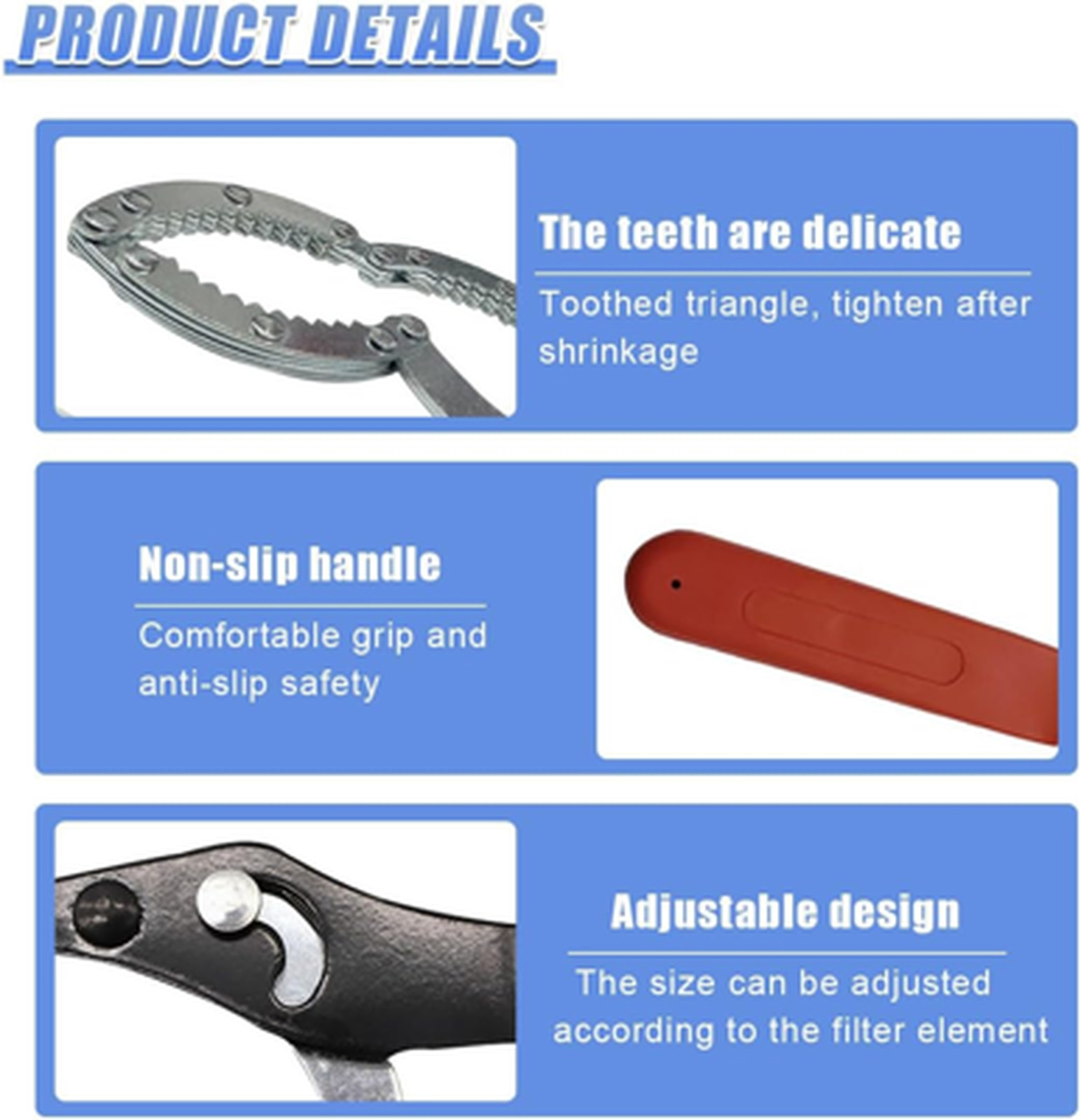 Adjustable Car Oil Filter Wrench, Heavy-Duty Metal Removal Tool for 70-90mm