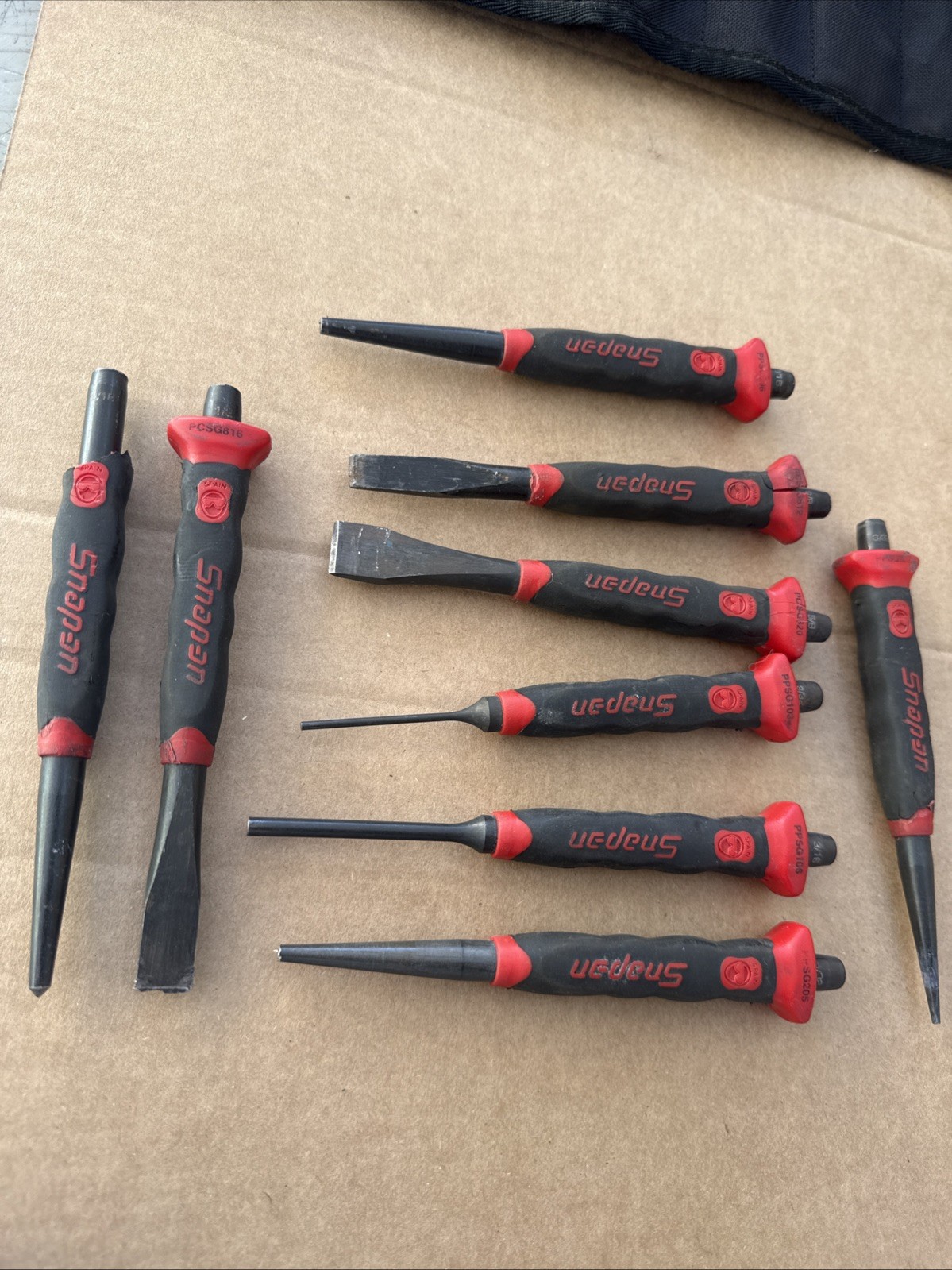 SNAP-ON 9PC Red SOFT GRIP PUNCH AND CHISEL SET #PPCSG710