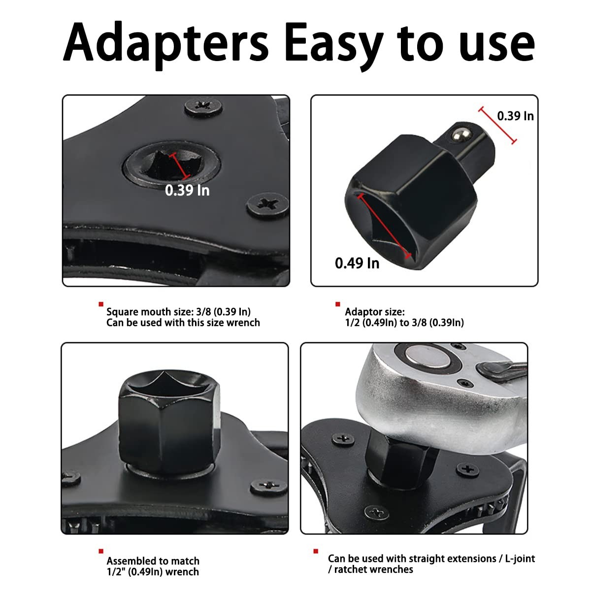 Universal 3Jaw Adjustable Oil Filter Wrench Tool Fits 2 To 41/4 In