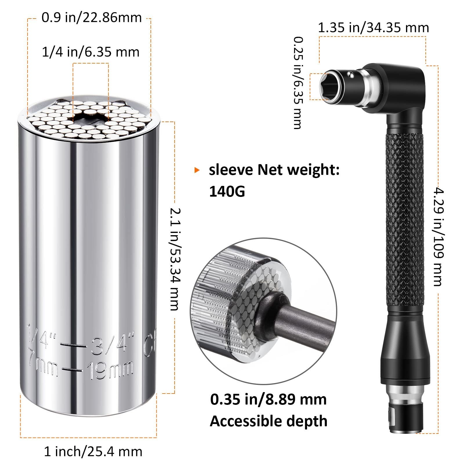 Set Adaptador Taladro 23 Pzs Extension Flexible 105 Grados Dado Hexagonal Puntas