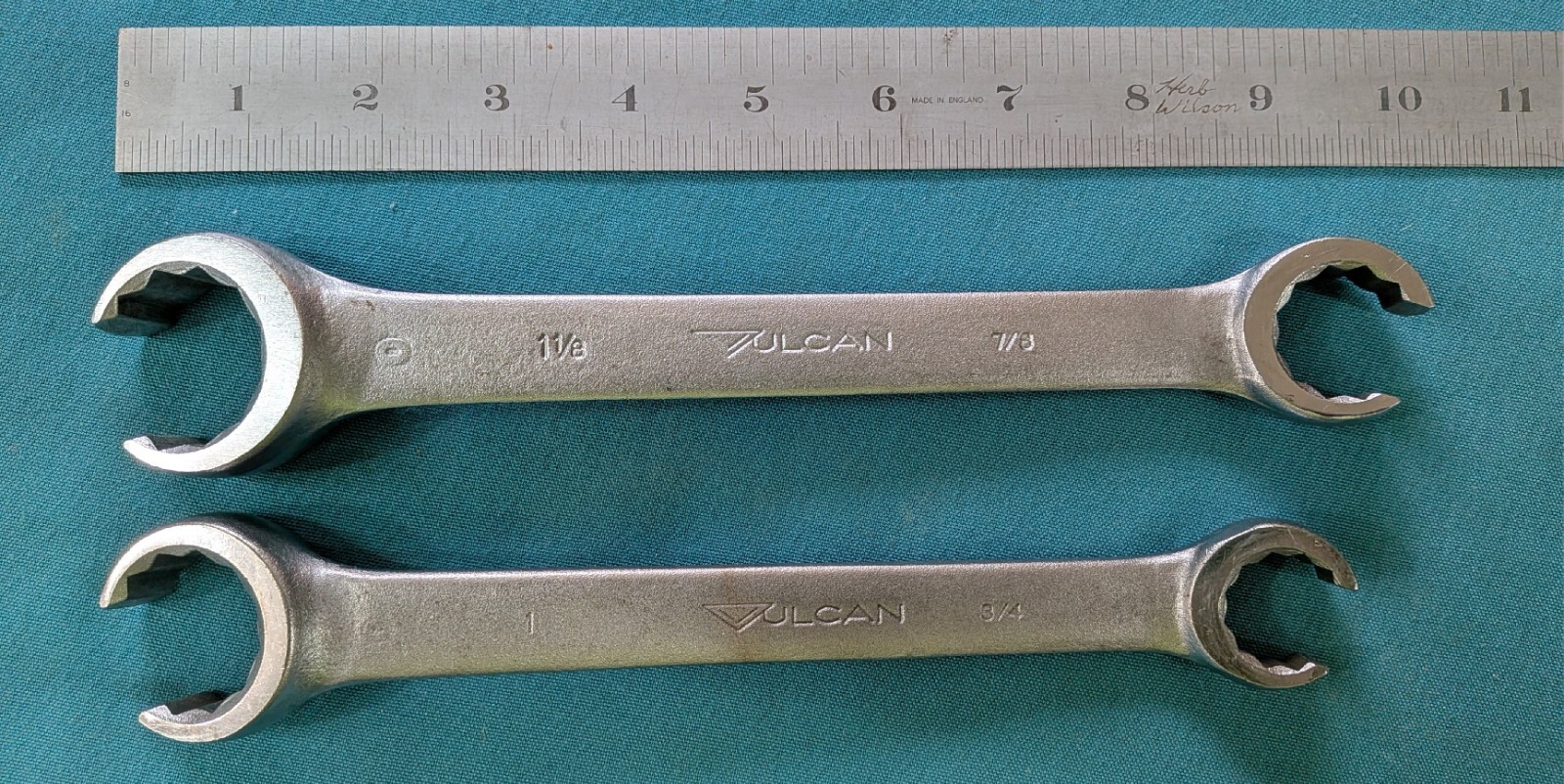 NICE Vintage VULCAN USA Flare Nut Line Wrench Pair XFN-2836 & 2432 Polished Face