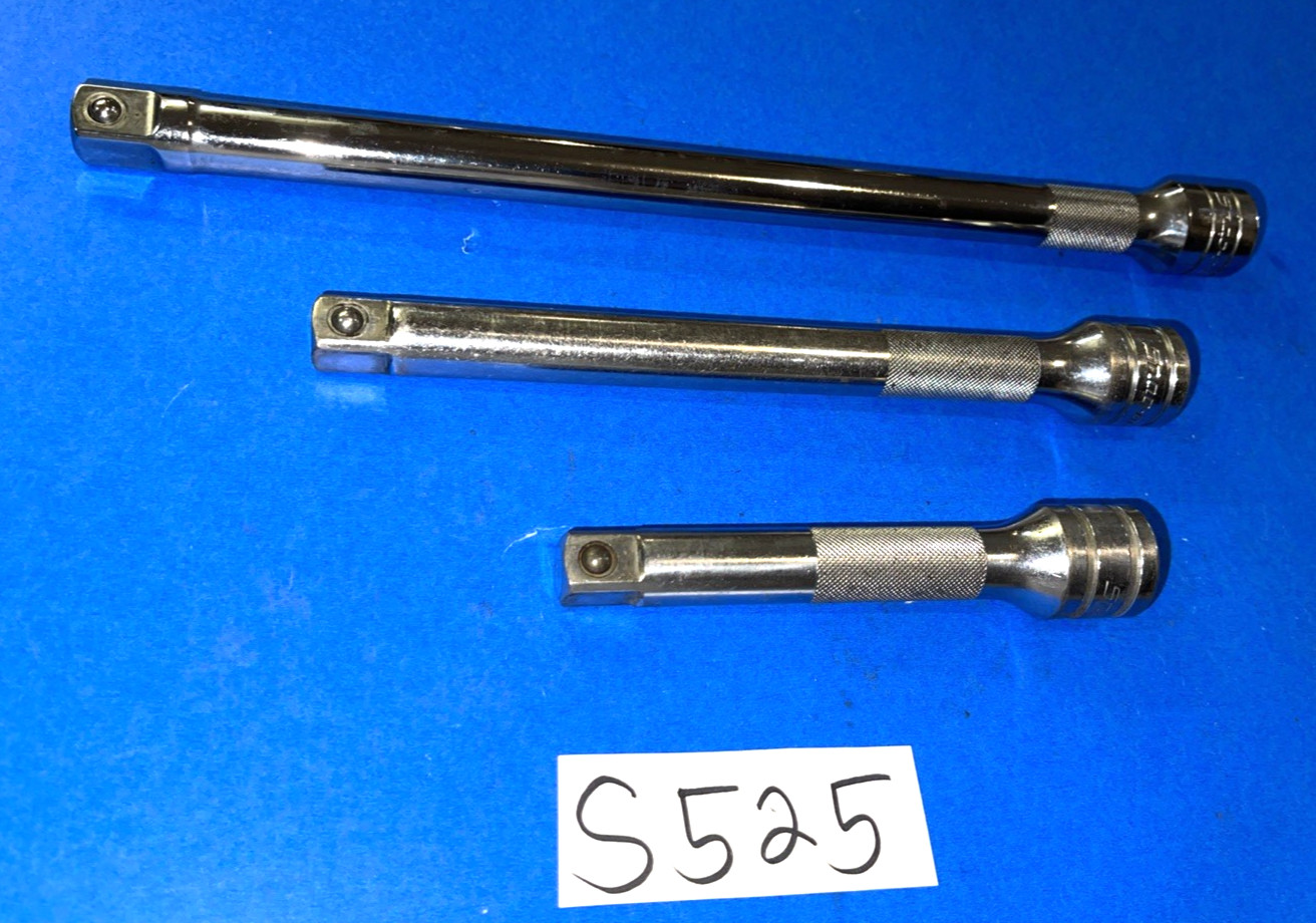 SNAP-ON TOOLS 3 PIECE 1/2 DRIVE KNURLED EXTENSIONS 5, 8, 11 INCH