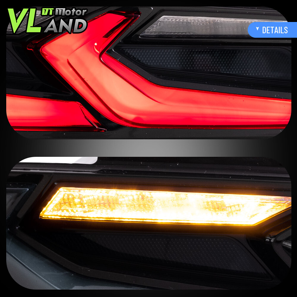 Set VLAND FULL LED Tail Lights For Chevy Camaro 2016-2018 DRL Smoked Rear Lights