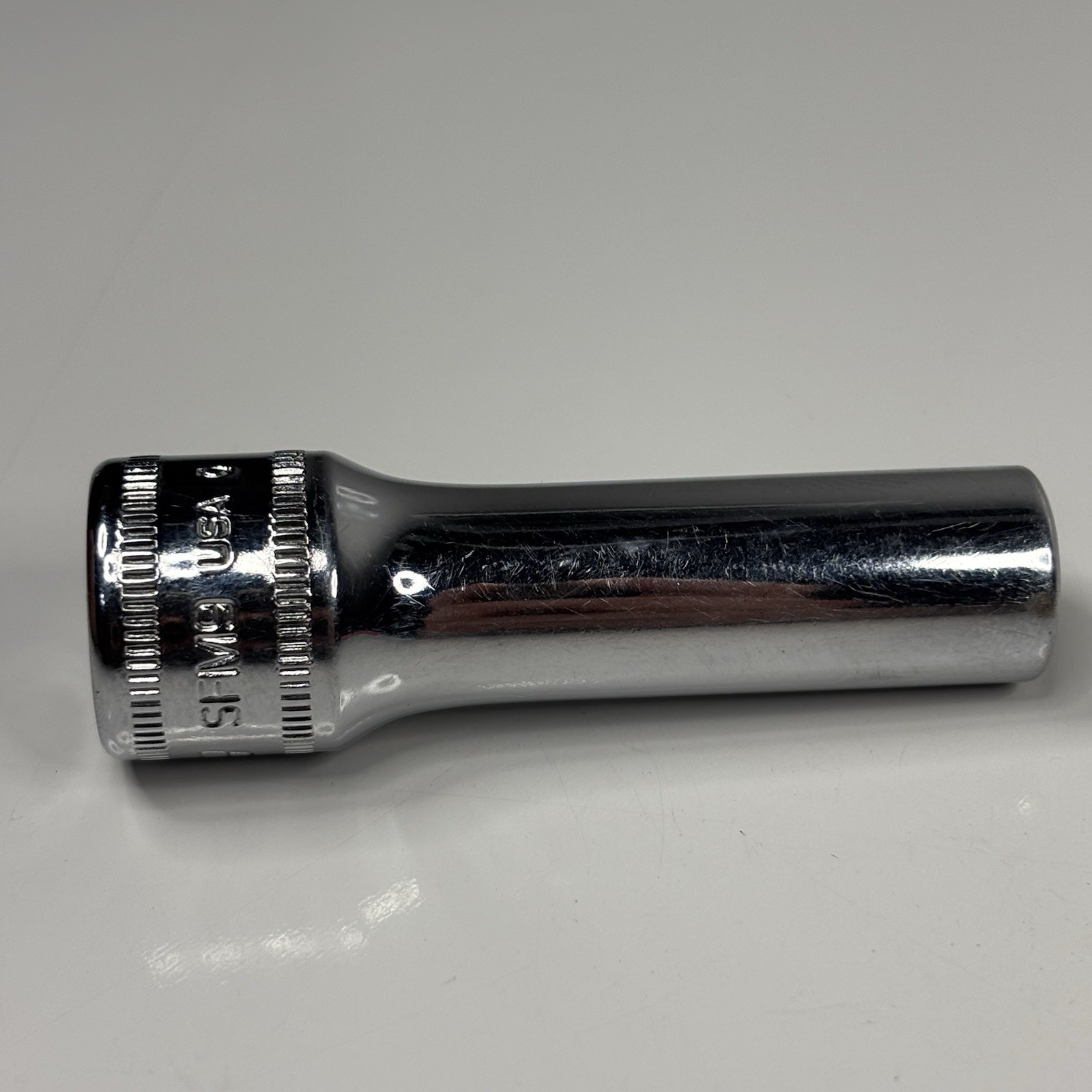 Snap On SFM9 3/8” Dr 12Pt Metric 9mm Flank Drive Deep Chrome Socket USA 1990