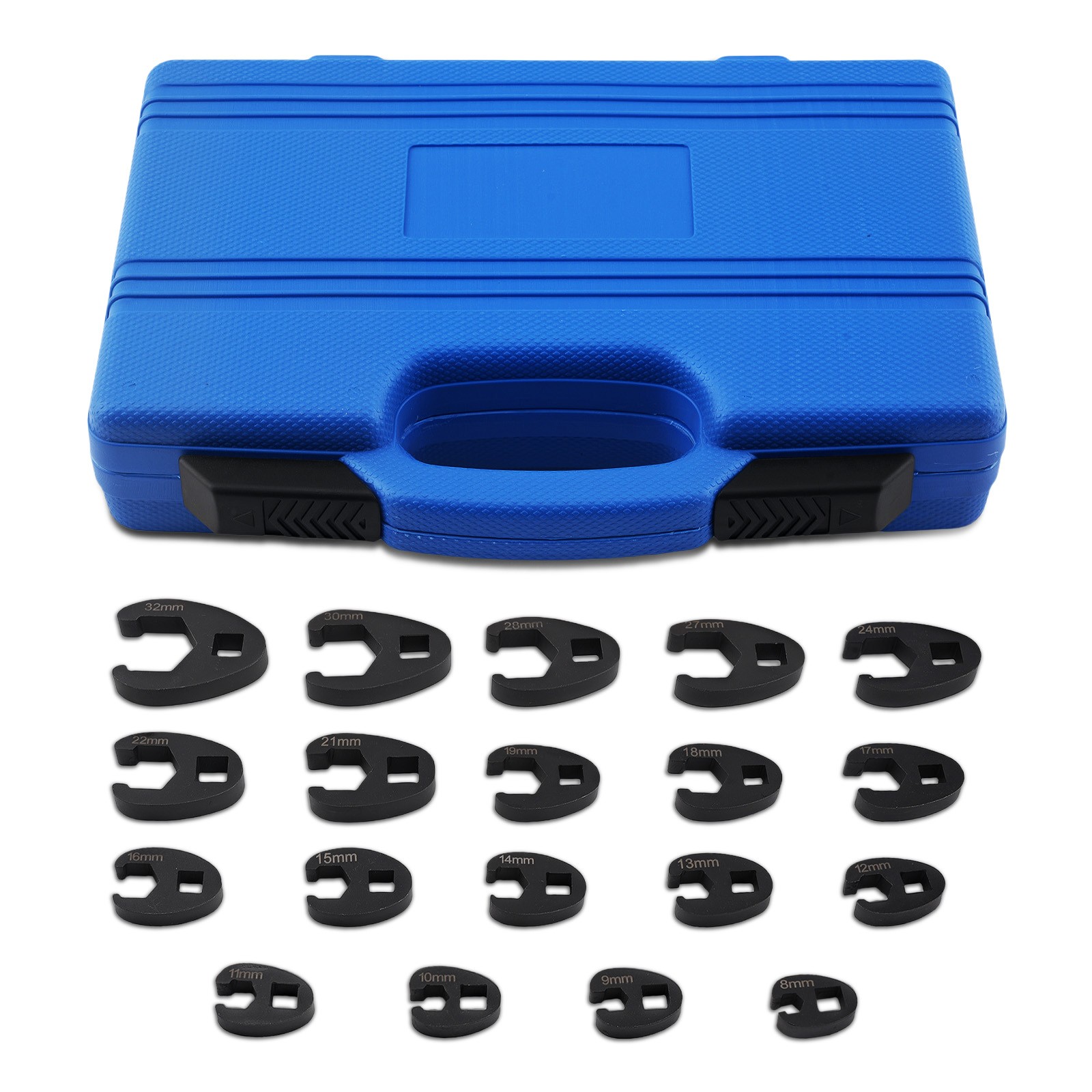 19 Piece Professional Crowfoot Wrench Set 8-32mm Chrome Steel Metric Tool Kit