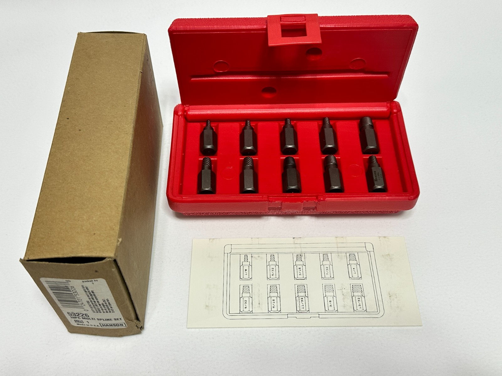NOS Irwin Hanson USA 53226 10pc Multi-Spine Screw Extraction Set, 1/8″ to 13/32″