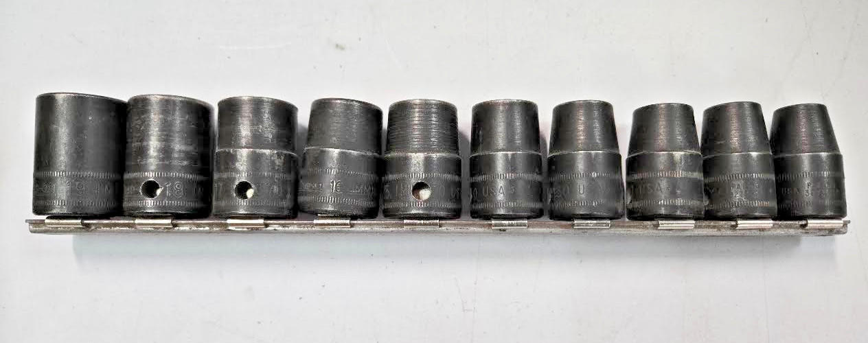 Snap-On Impact Sockets 10-19 MM W/ Holder IMM100-IMM190 Vintage