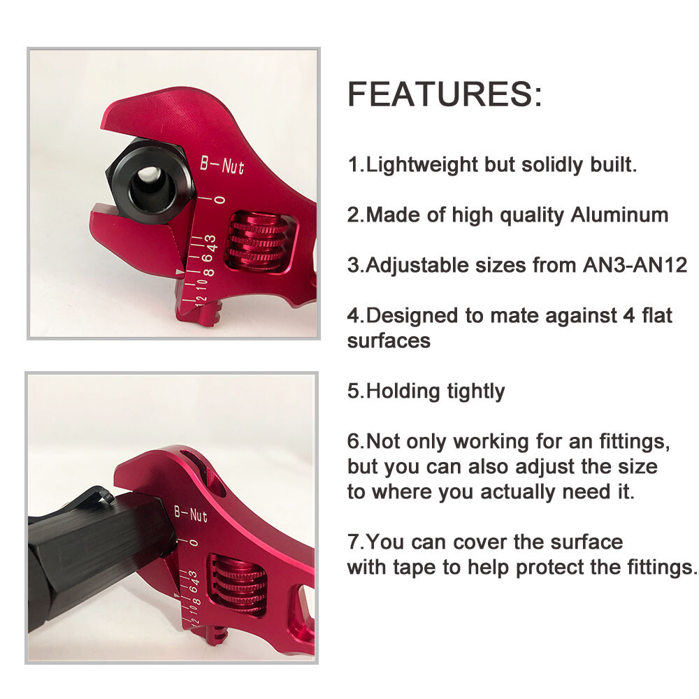 Aluminium Adjustable AN3 AN4 AN6 AN12 Wrench Spanner Hose Fitting Tool AN3-AN12