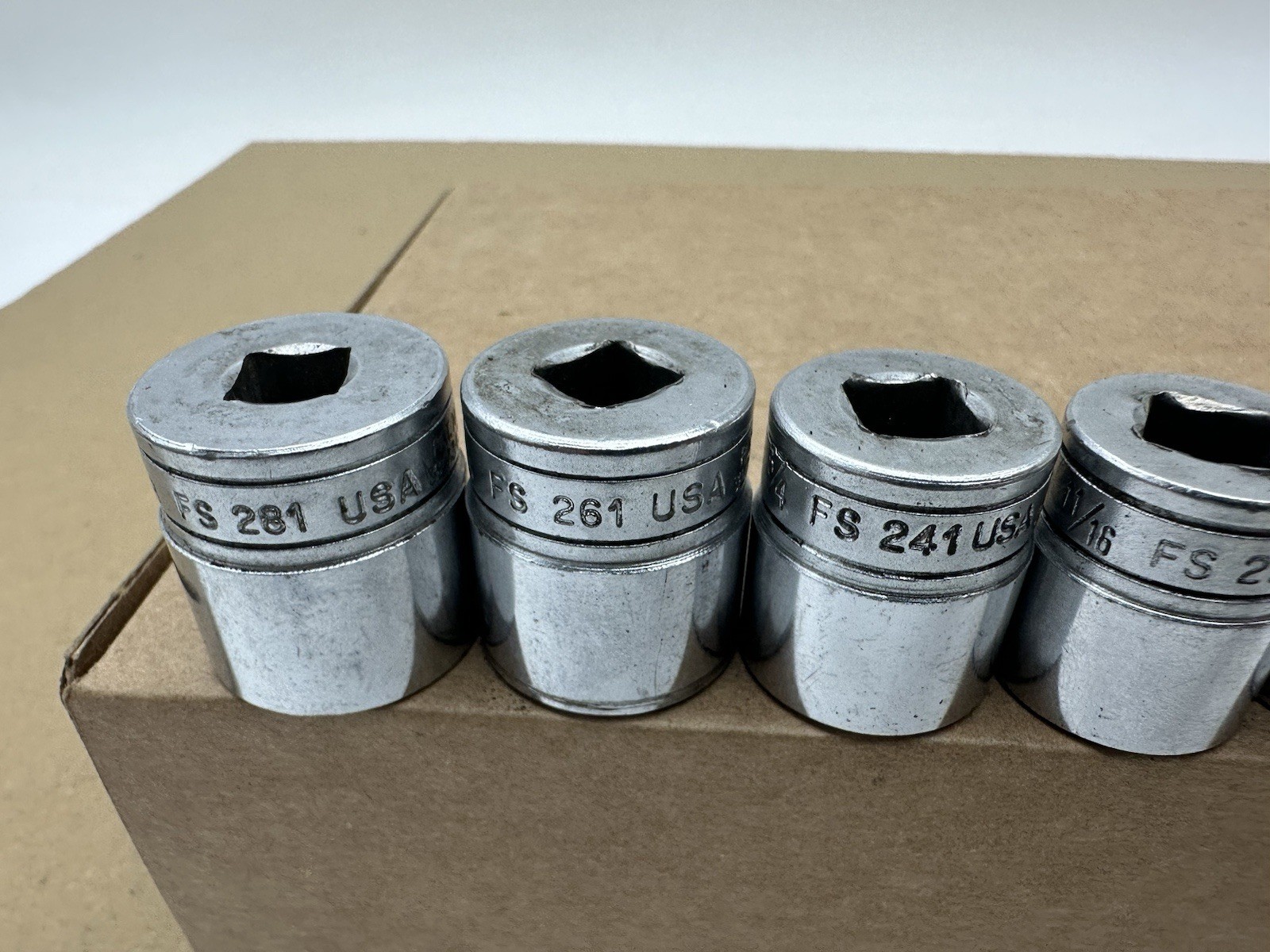 Snap-on 3/8” Dr 6pt SAE 6 Pc Socket Set Vintage USA 9/16-7/8” FS181-FS281