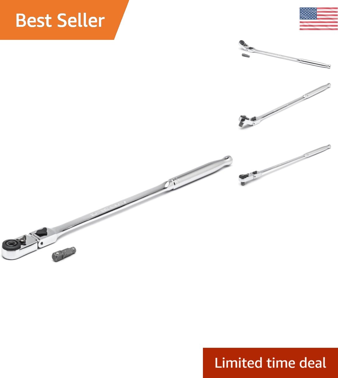 Slim Profile 12″ 72-Tooth Ratchet with Quick Release for Tight Access