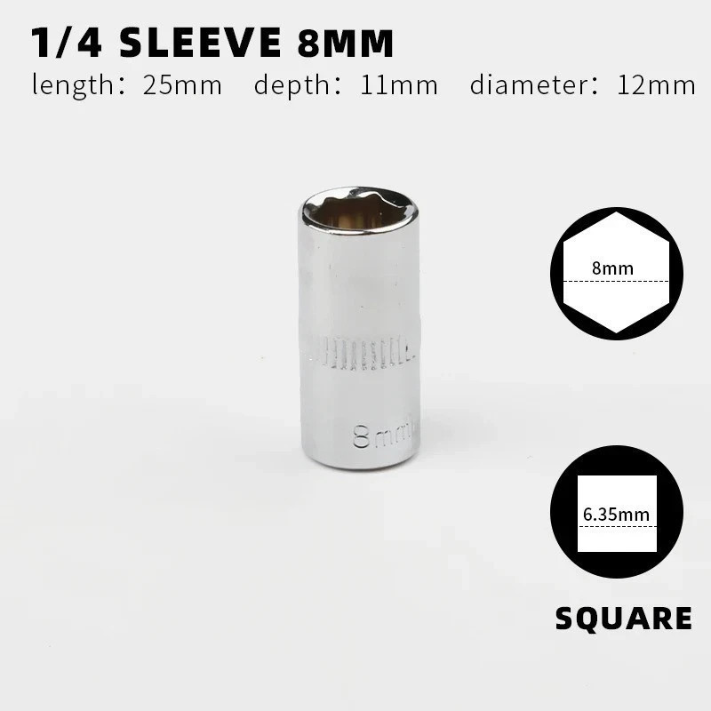 1-Piece 1/4″ Drive Standard Shallow Square Metric Single Socket 8mm