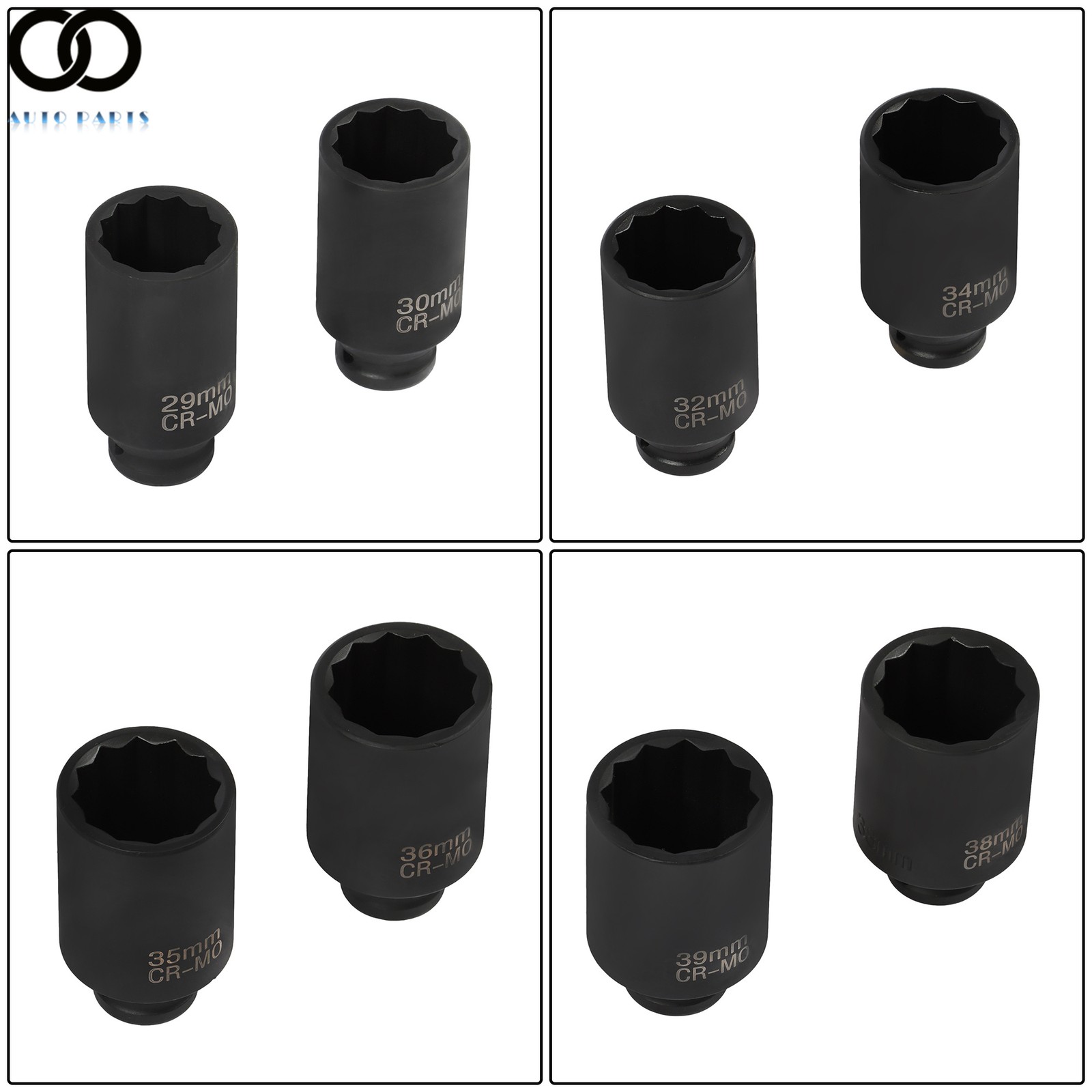 8Pc Axle Nut Socket Set 12 Point 1/2″ Drive 29-39mm for Toyota BMW Mercedes-Benz