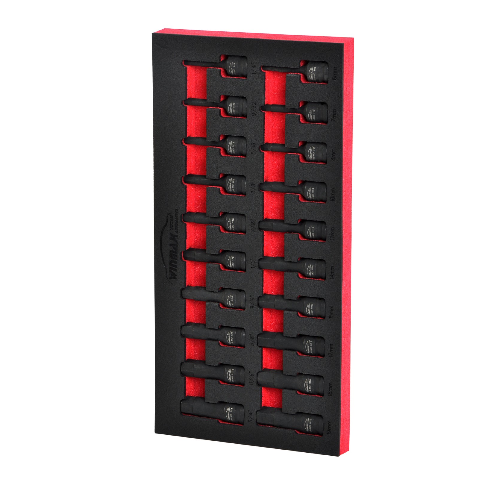 20pcs 1/2″ Dr, Impact Hex Driver Tools Set, 6 Point SAE 1/4″-3/4″ Metric 6-19mm