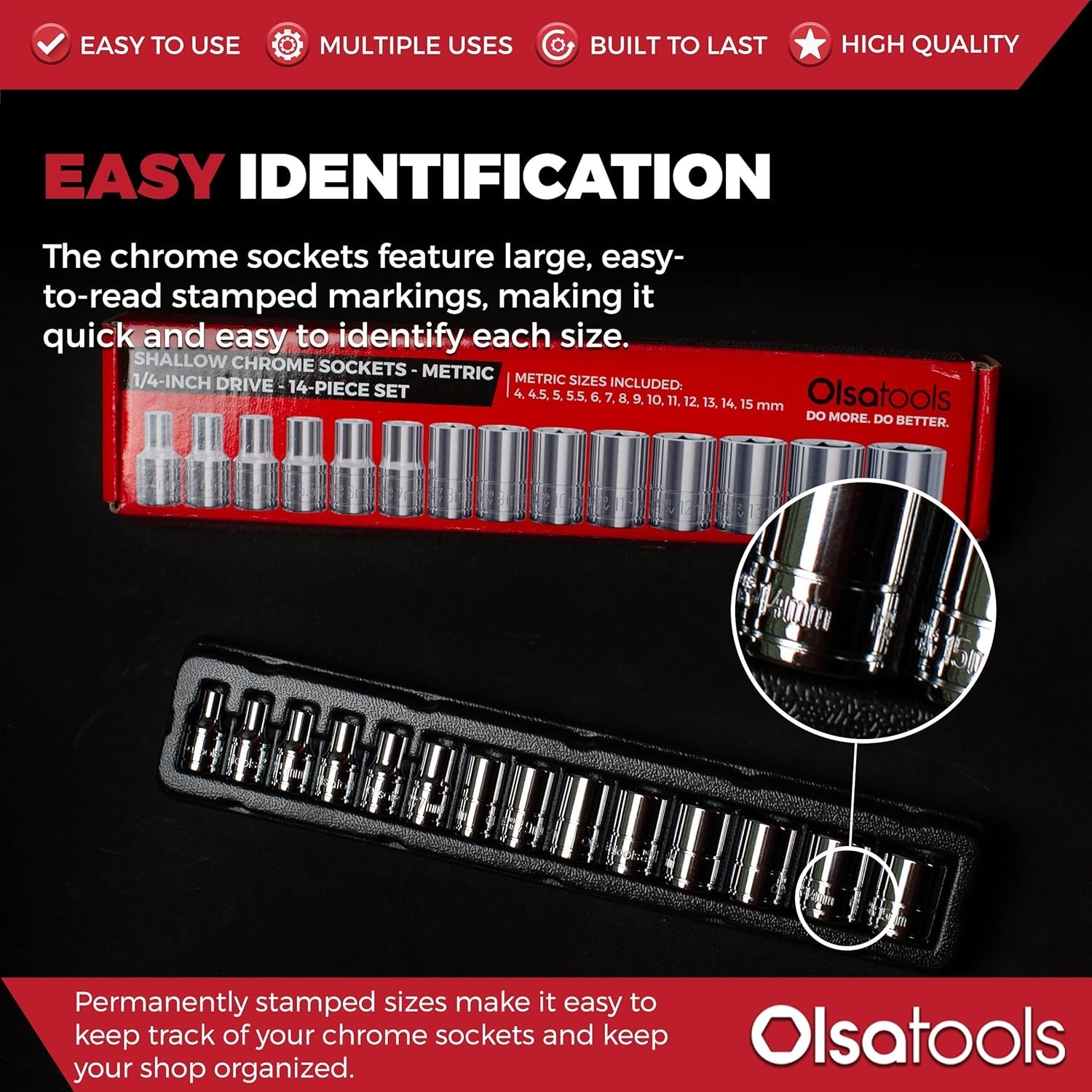 Shallow Metric Socket Set – 14 Sizes Included