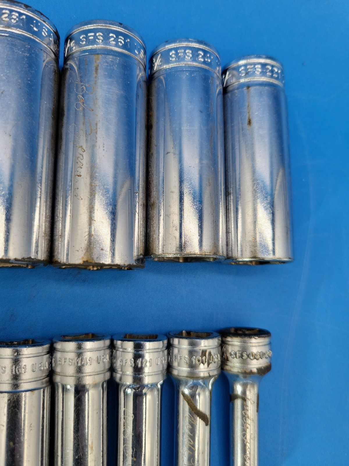 Snap-on Tools Deep Socket Set ⅜” Dr ¼” to 15/16” 6 Pt SFS Ser 12 Pcs USA S-12-10