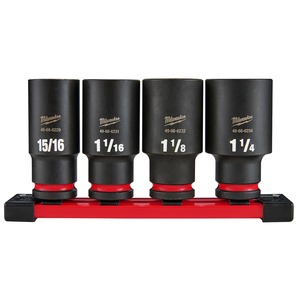 Milwaukee Tool 4Piece SHOCKWAVE Impact Duty 1/2 Inch Drive SAE Deep 6 Point Soc
