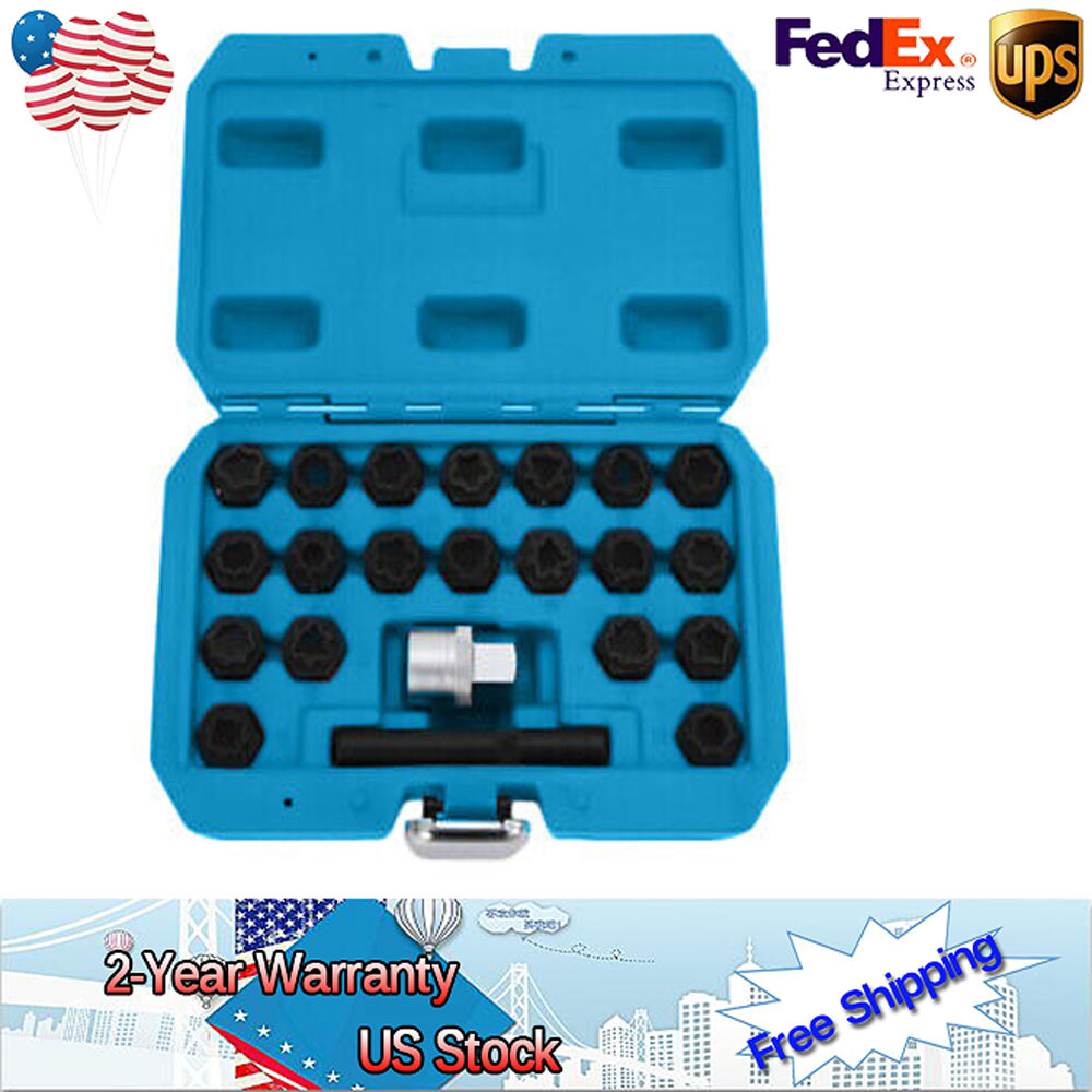 22pc Wheel Locking Key Set Wheel Rim Lug Nut Master Removal Tool Kit Anti-theft