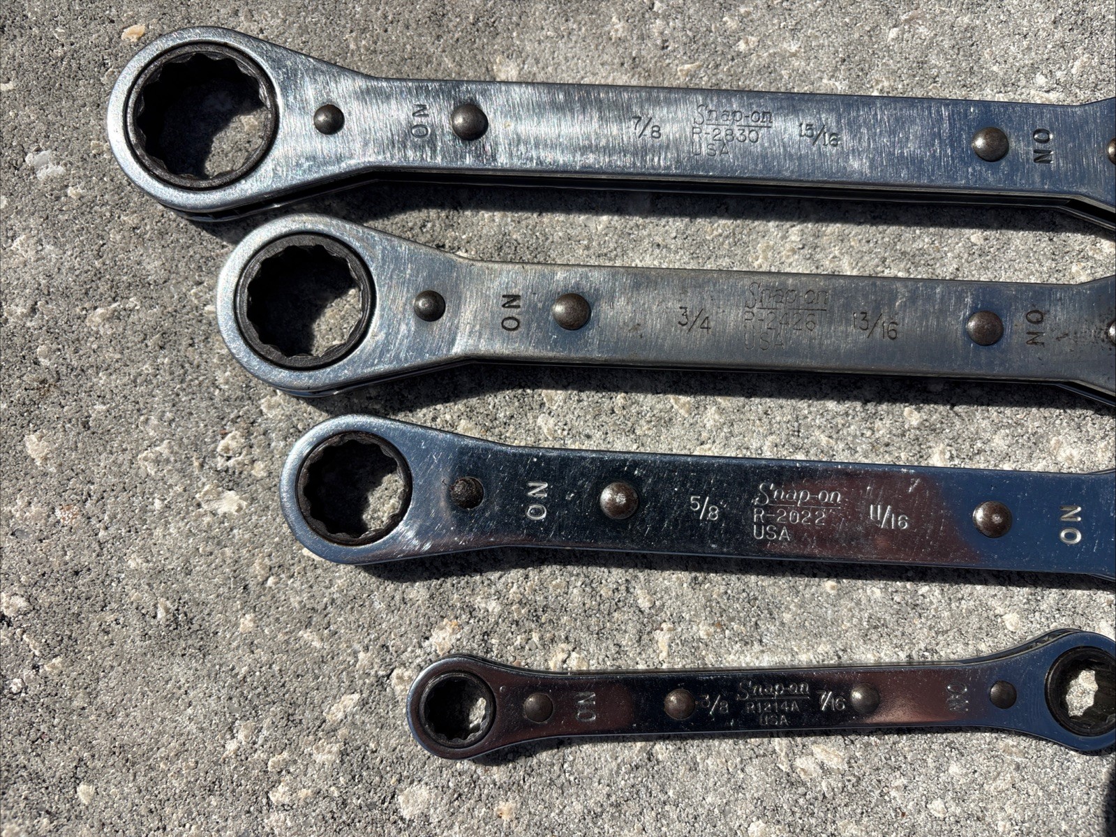 Snap On 4 Piece Ratcheting Double Box End Wrench Set SAE 3/8” To 15/16”