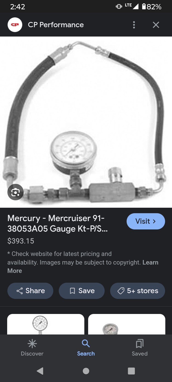 MERCURY MERCRUISER 38053A05 Power Steering Rack Test GAUGE KIT TESTED GOOD USA