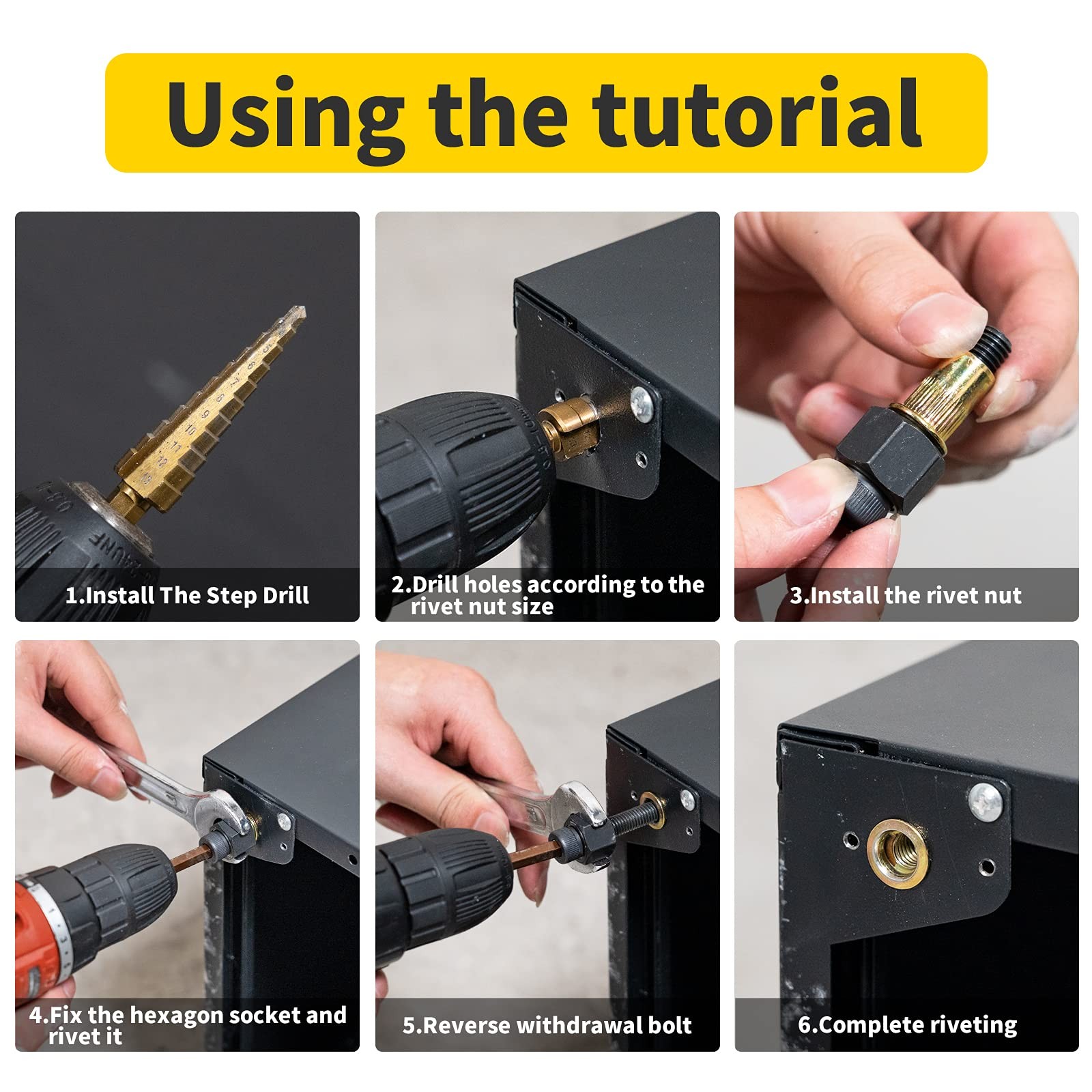 HIFESON Rivet Nut Tool,Hand Nuts Steel Set, Set