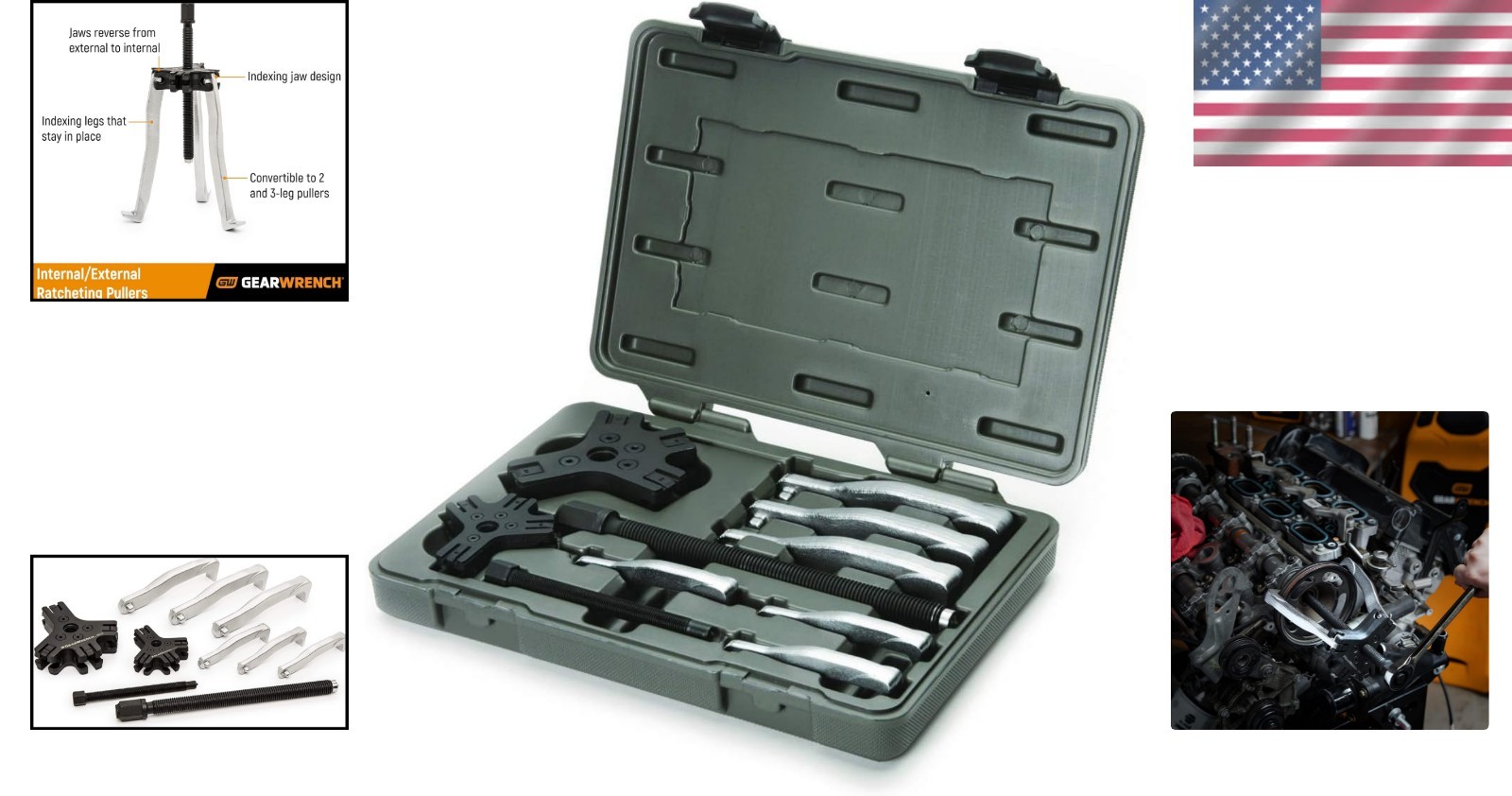 2-3 Jaw Internal/External Ratcheting Puller Set – 2 & 5 Ton