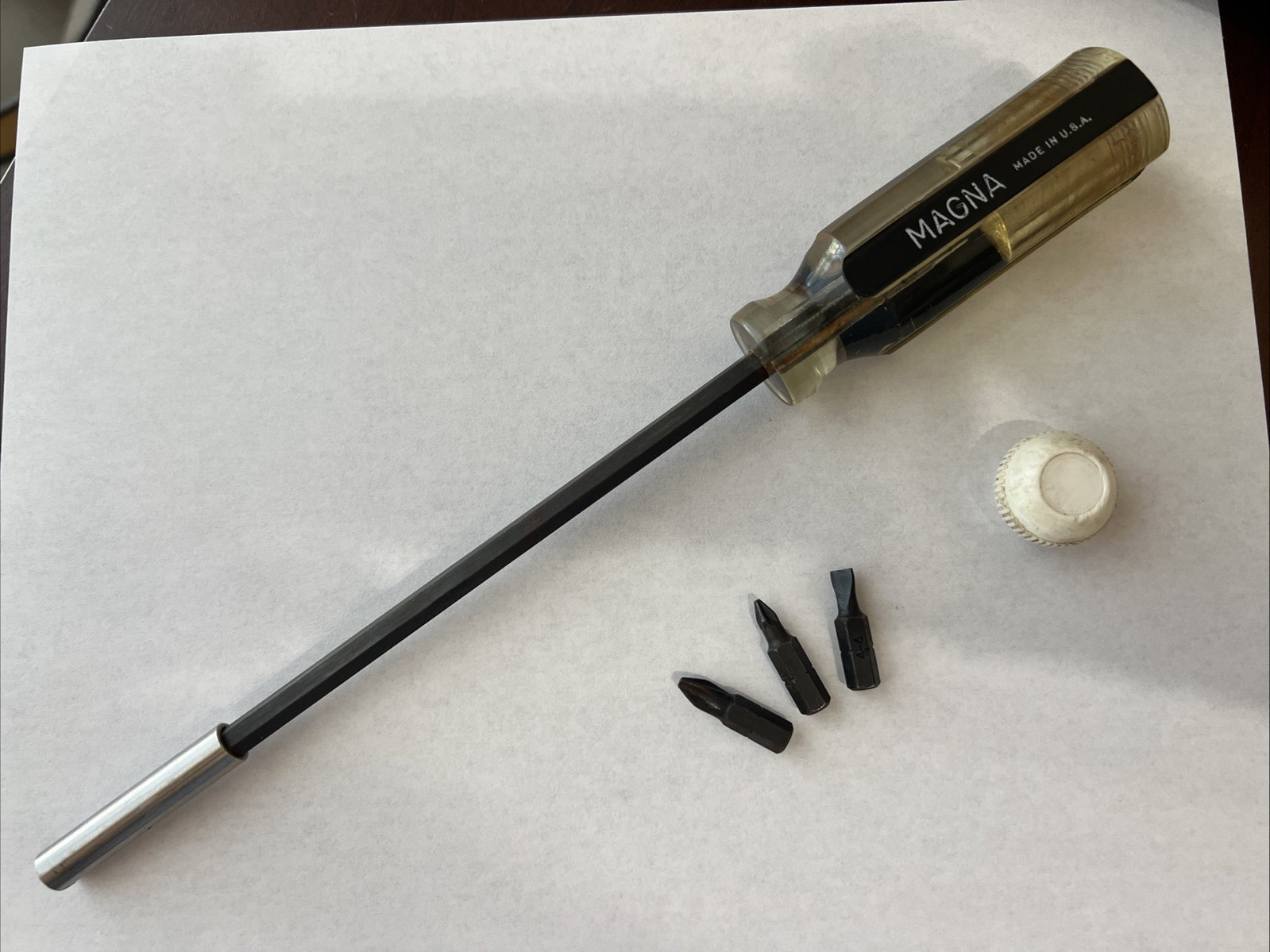 Vintage Magna 12 inch Magnetic-Tip Bit Driver w/3 Bits Made In USA