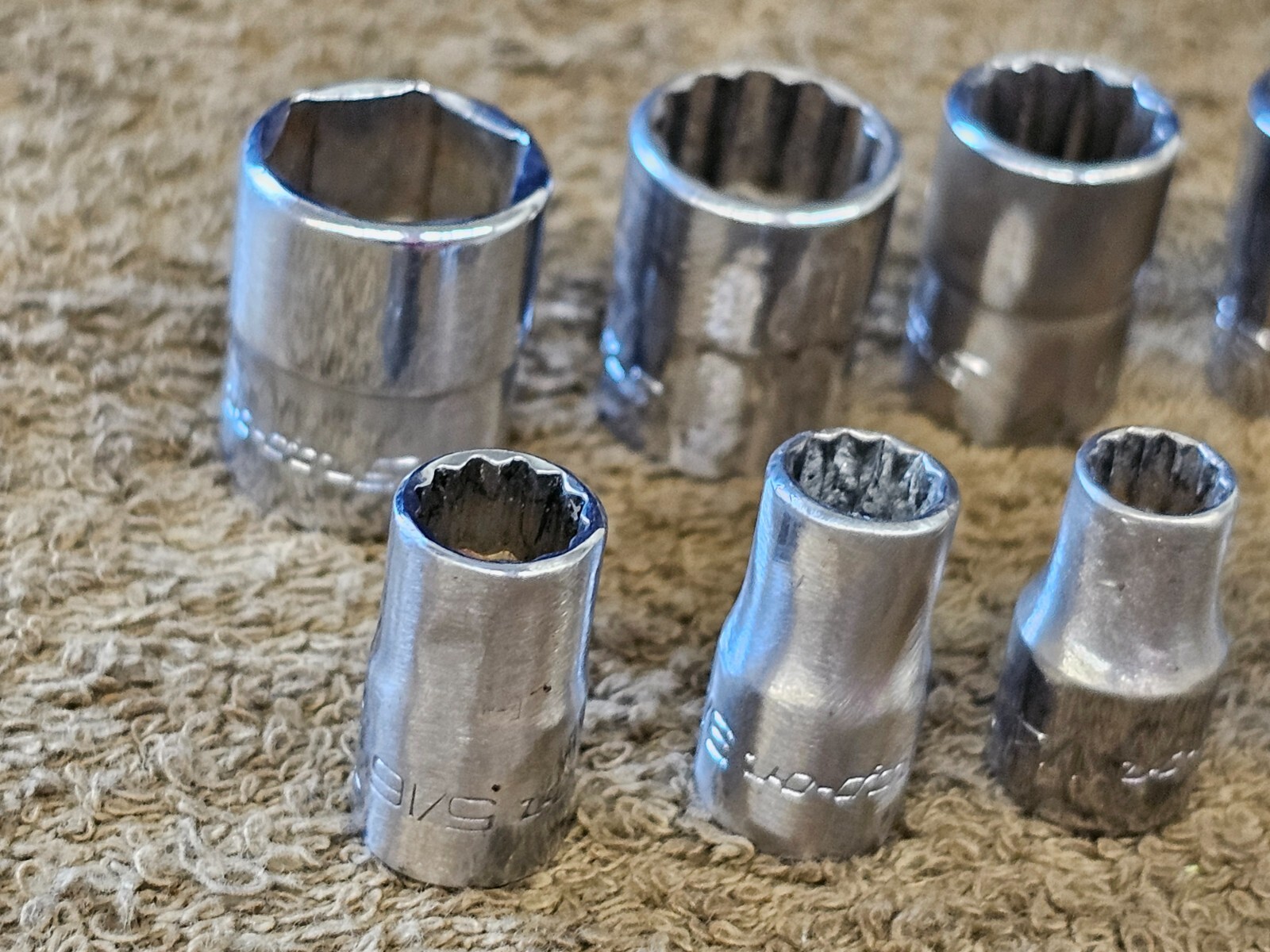 10 Snap On Socket 1/4″ Drive TMD SAE 9/16 1/2 7/16 3/8 11/32 5/16 6 12 Point USA