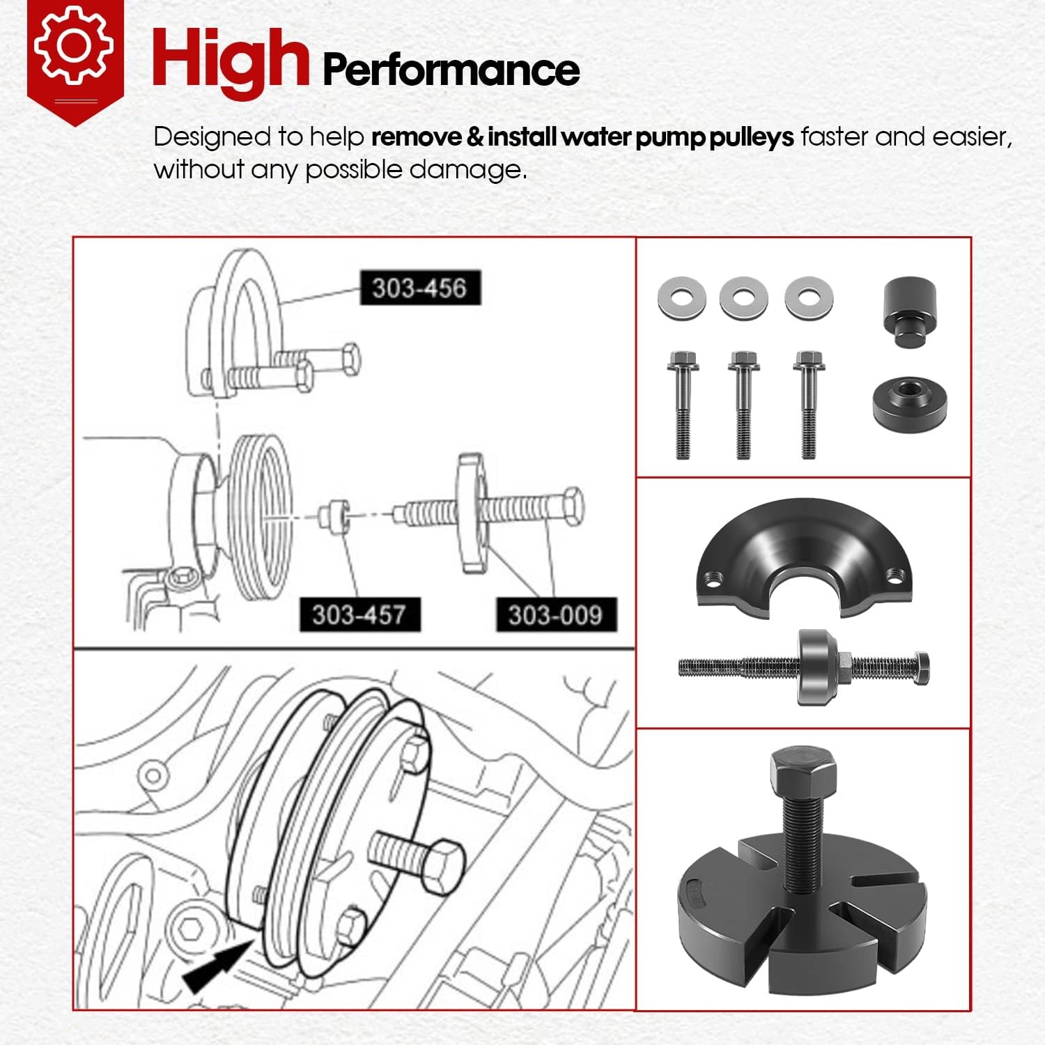 For Ford/Mercury Water Pump Pulley Removal Tool 303-S455 303-009 211-185