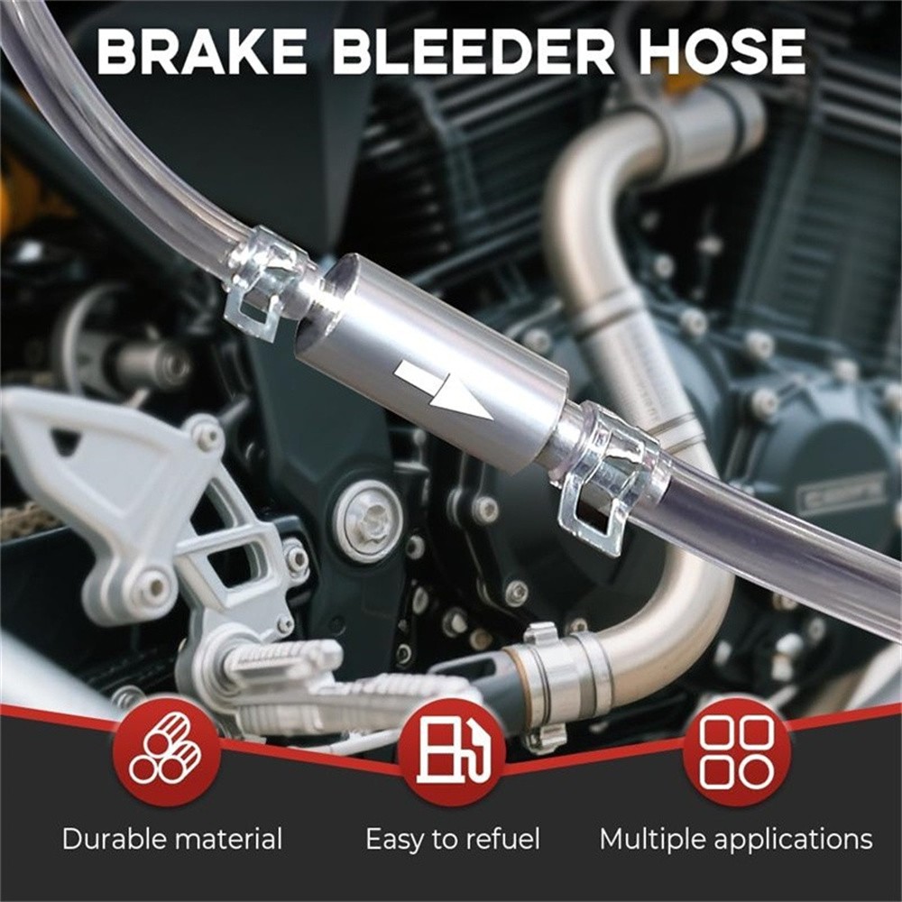 2 PCS Brake Bleeder Hose One Way Check Valve Tube Bleeding Tool Kit Silver