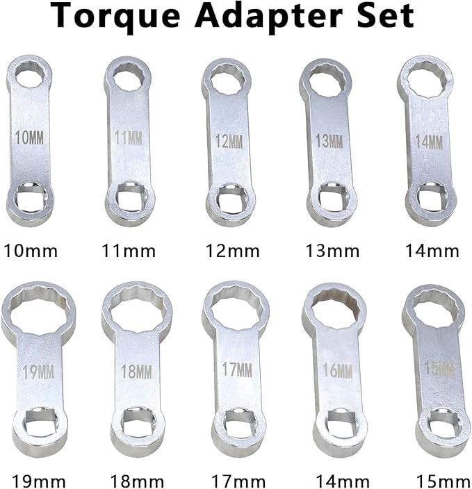 10Pcs 12 Point Metric Box End Torque Adapter Set 3/8″ Drive 10mm-19mm