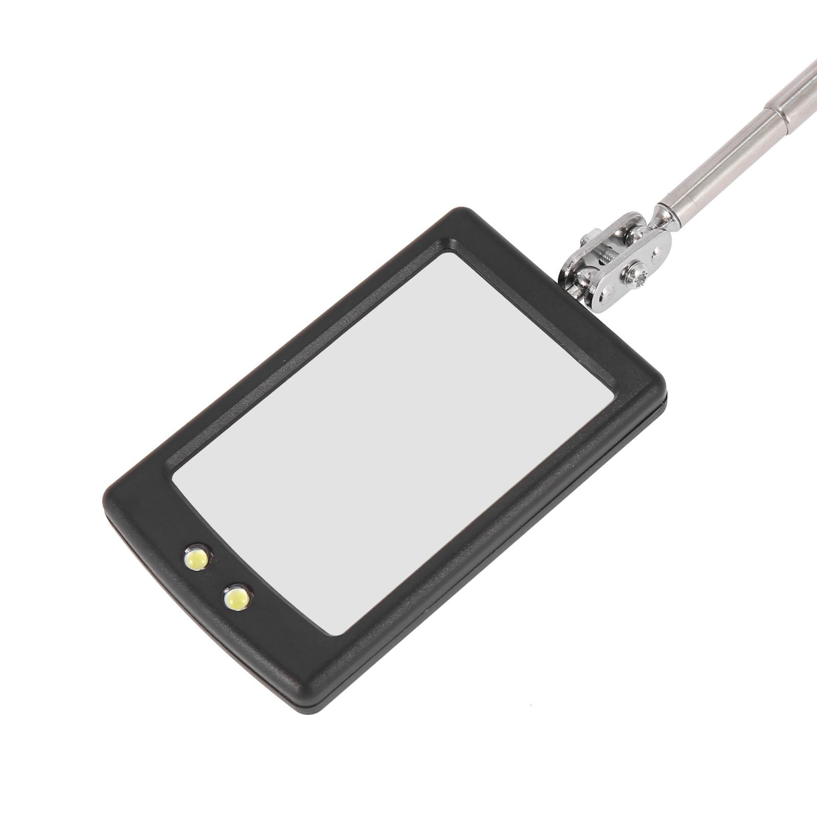 Square Telescopic Inspection Mirror Retractable Hand with White Light for Car