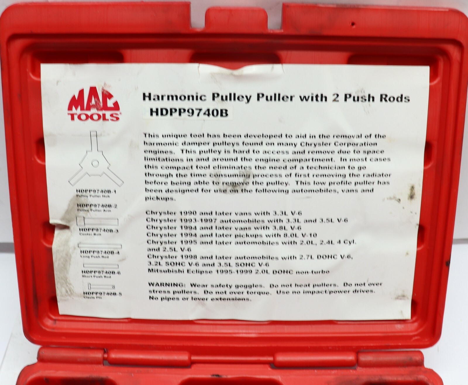 Mac Tools Harmonic Damper Pulley Puller Chrysler, GM, Mitsubishi, Dodge HDPP97B