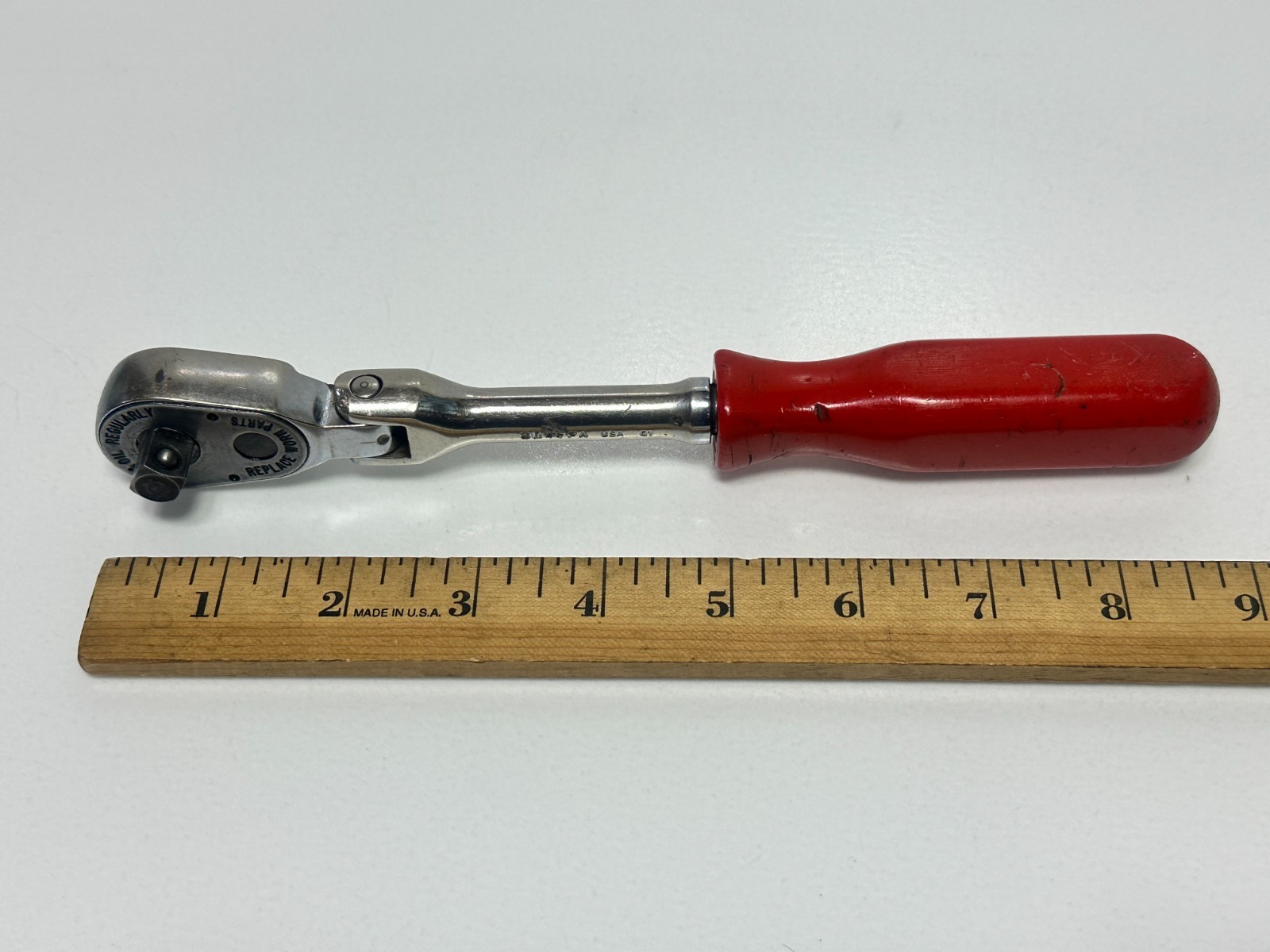 MAC Tools USA XR8FPA 3/8″ Drive Flex Head Ratchet, Red Hard Handle