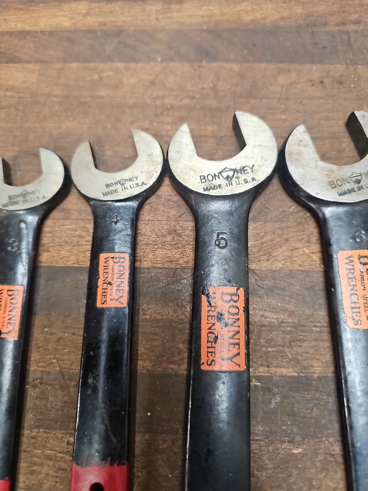 L58- Rare Vintage BONNEY Carbon Steel Engineer Wrench Set of 6 ORIGINAL LABELS